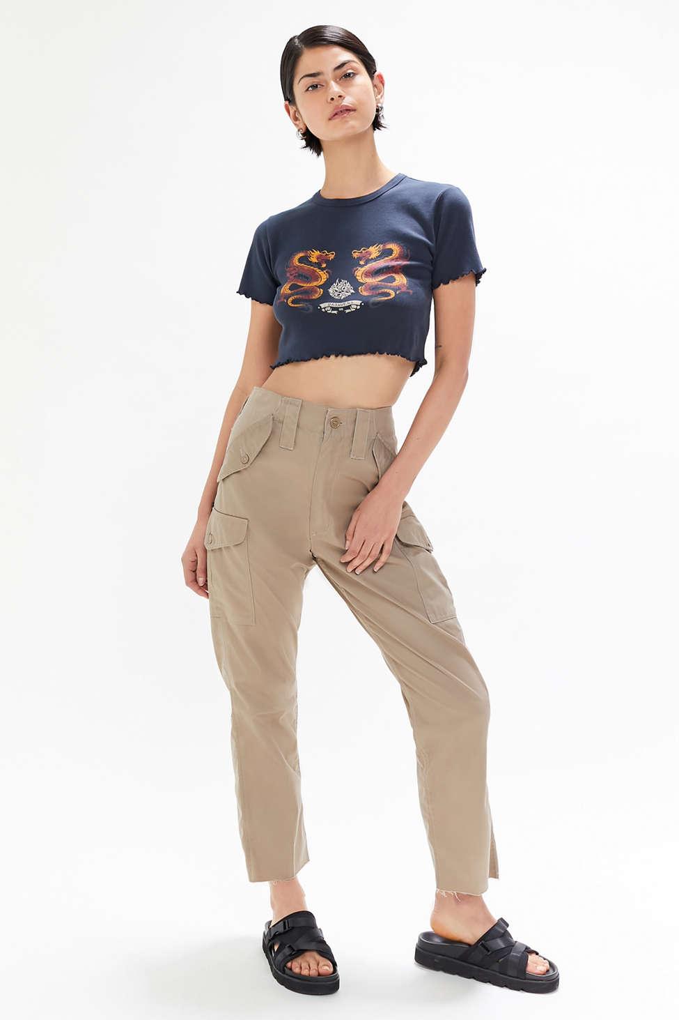 Cotton Dragon Lettuce-edge Cropped Tee 