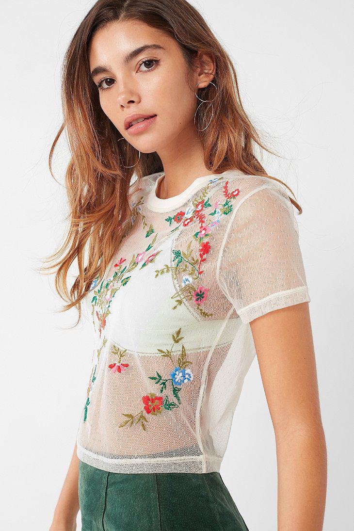 floral mesh top urban outfitters