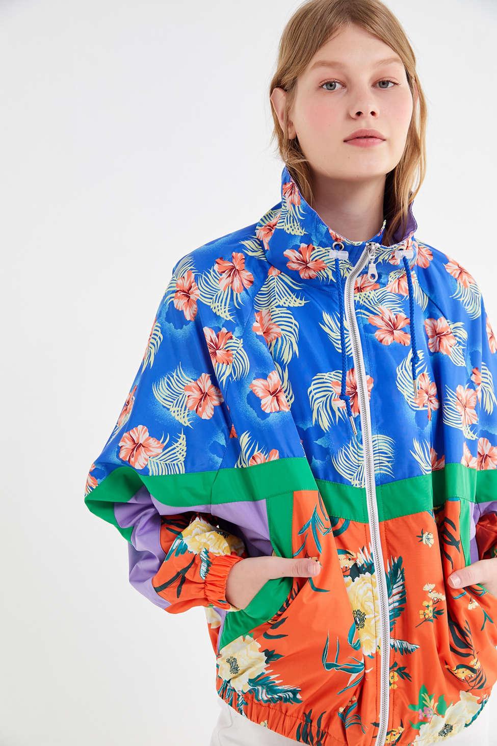 Urban Outfitters Uo Destiny Floral Colorblock Windbreaker Jacket in ...