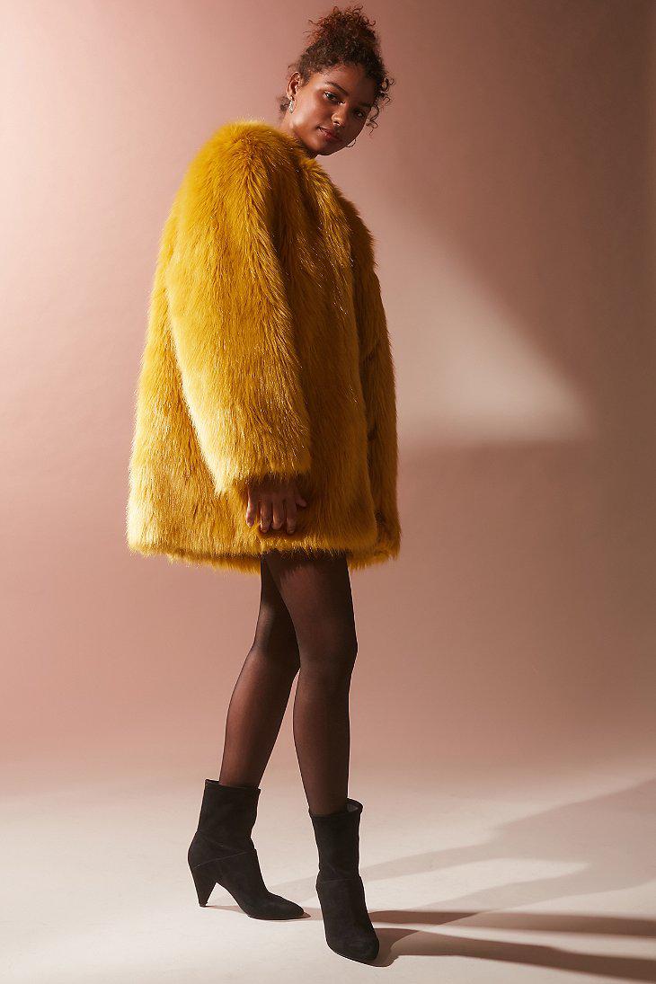 faux fur yellow jacket