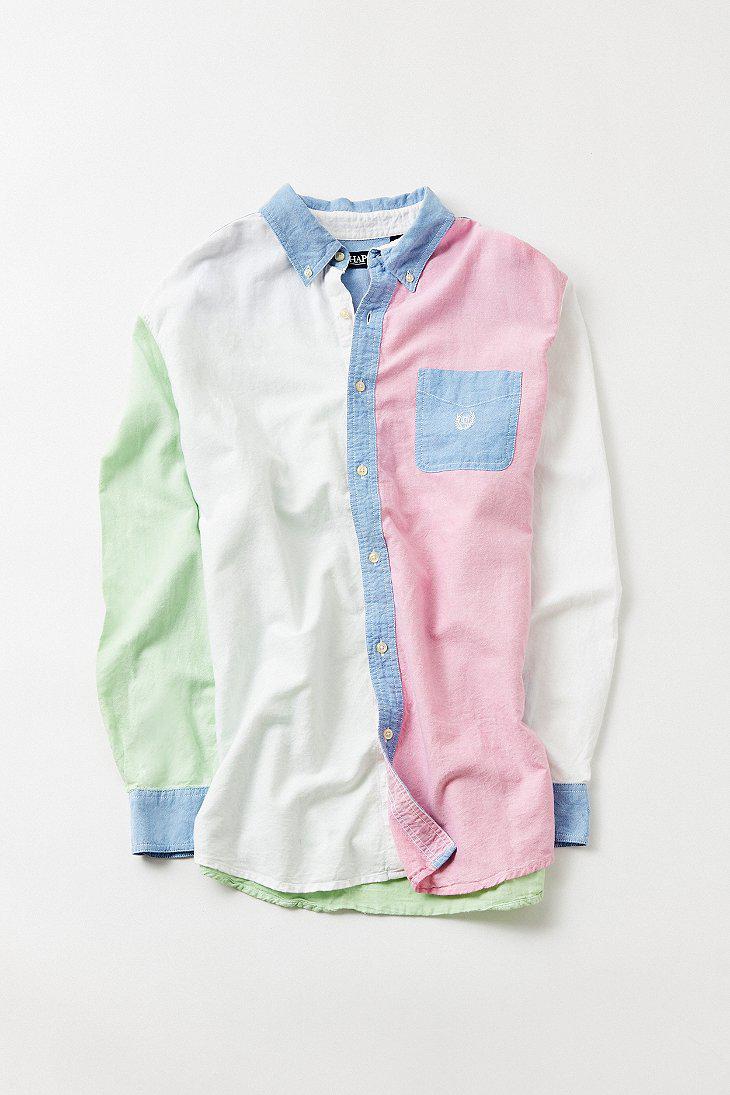 Urban Outfitters Cotton Vintage 90s Pastel Colorblock Button Down Shirt Lyst