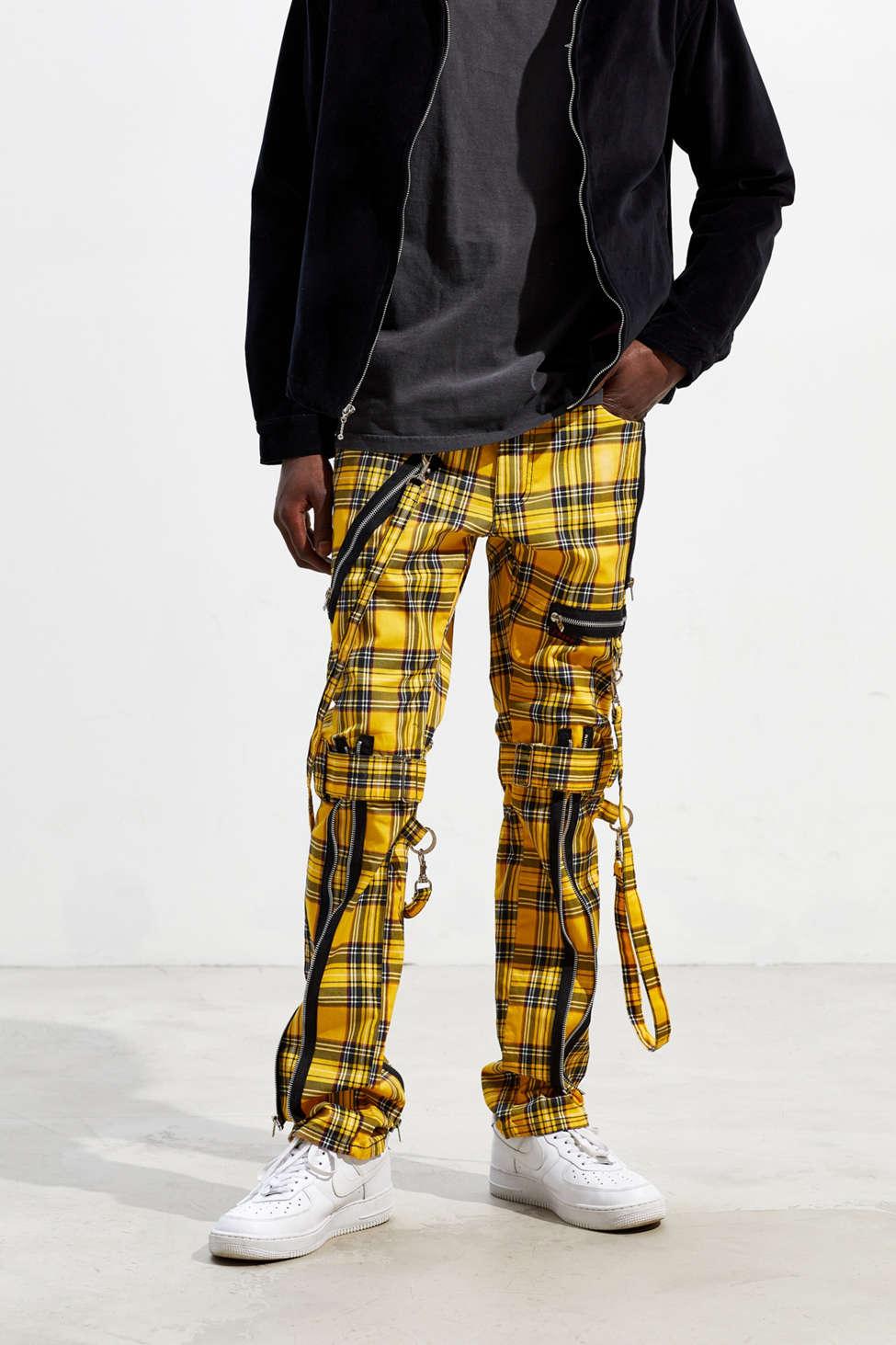 plaid black and yellow pants
