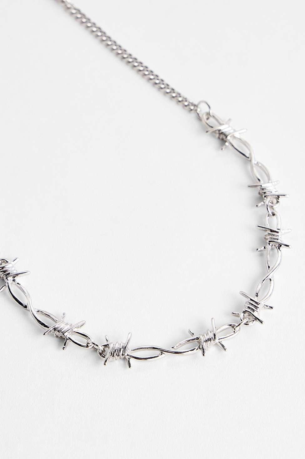 Urban Outfitters Uo Barbed Wire Choker Necklace in White for Men