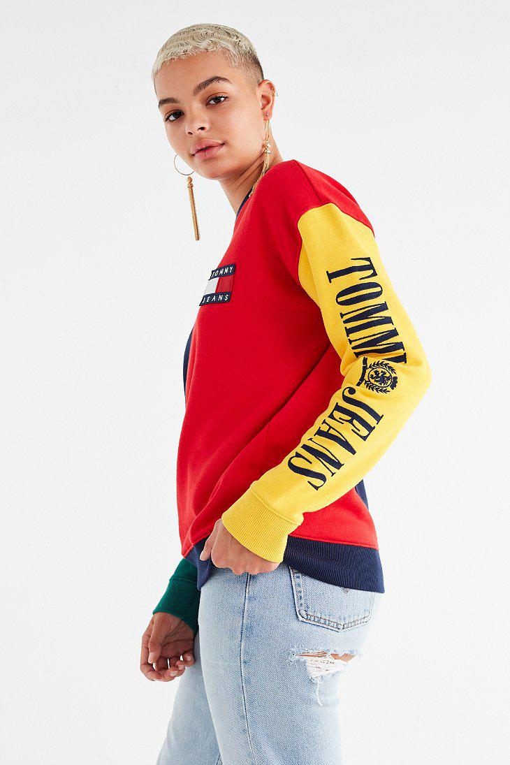 bladre fuzzy Bemærk Tommy Hilfiger Tommy Jeans '90s Colorblock Sweatshirt in Red | Lyst