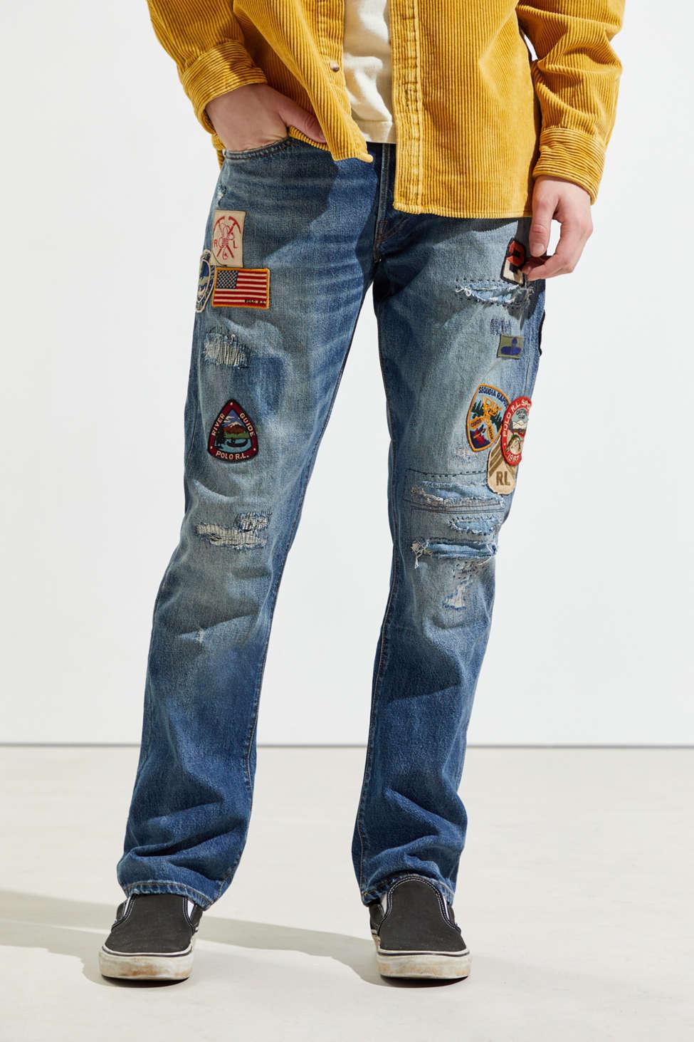 polo jeans with patches