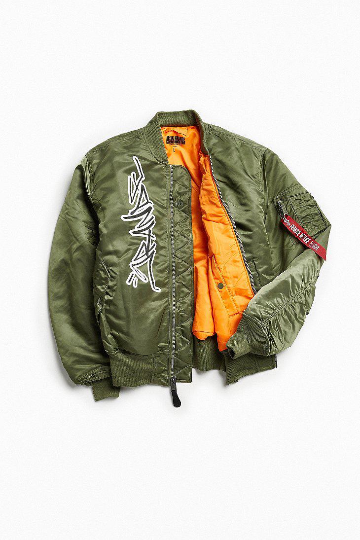 Urban Outfitters Satin Ariana Grande Graffiti Bomber Jacket in Olive  (Green) for Men | Lyst
