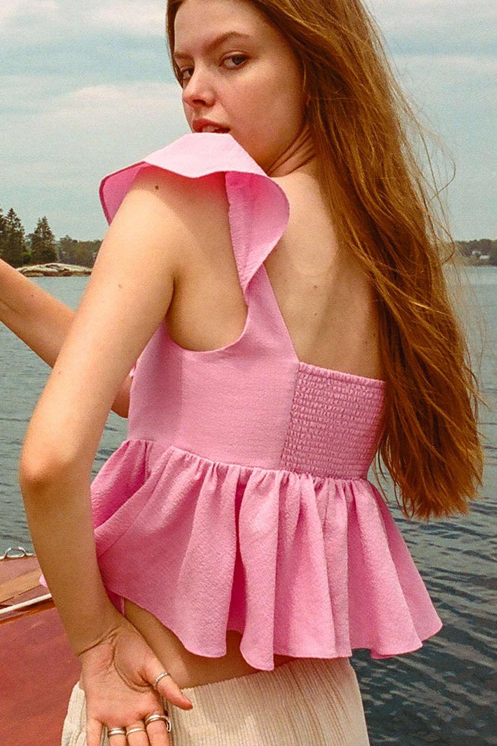 pause Fremskreden Withered Urban Outfitters Uo Sierra Key Hole Babydoll Blouse in Pink | Lyst
