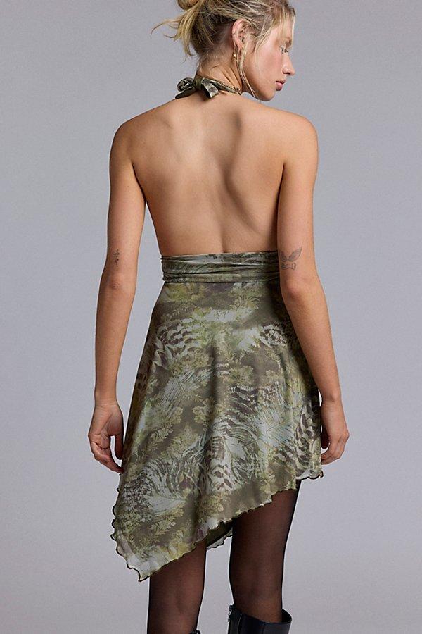 slim fit dress slacks Mauve Floral Print Mesh Halter Neck Mini Dress