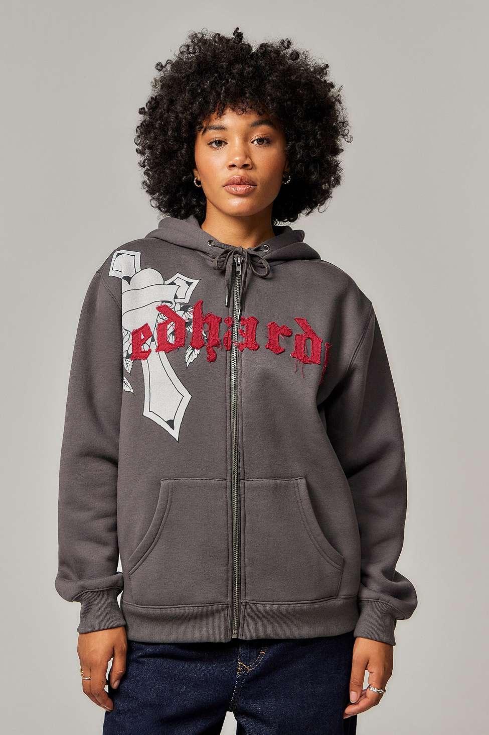 Ed Hardy Uo Exclusive Cross Zip-through Hoodie in Grey | Lyst UK