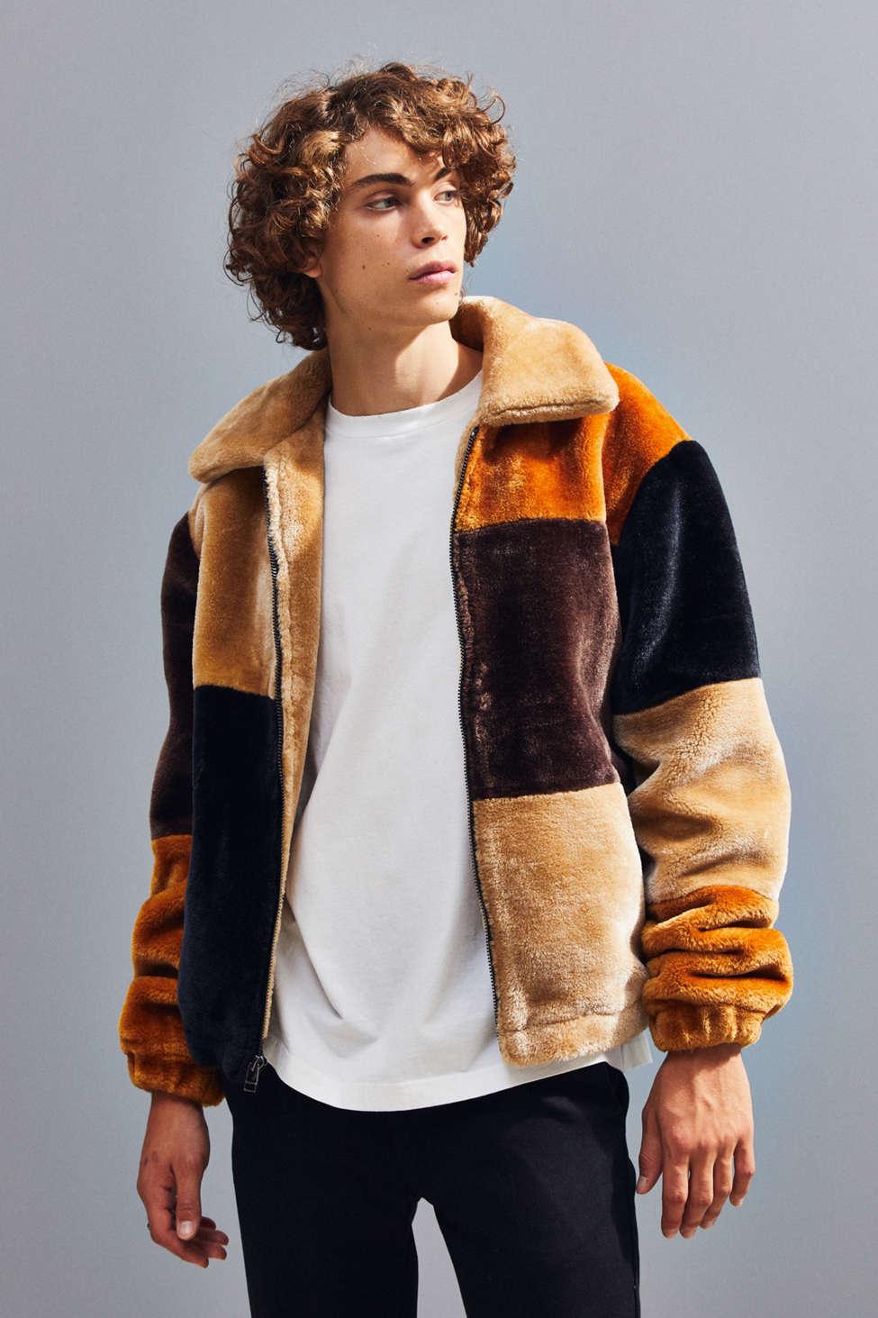 Urban Outfitters Uo Patchwork Fur Jacket in Natural for Men | Lyst