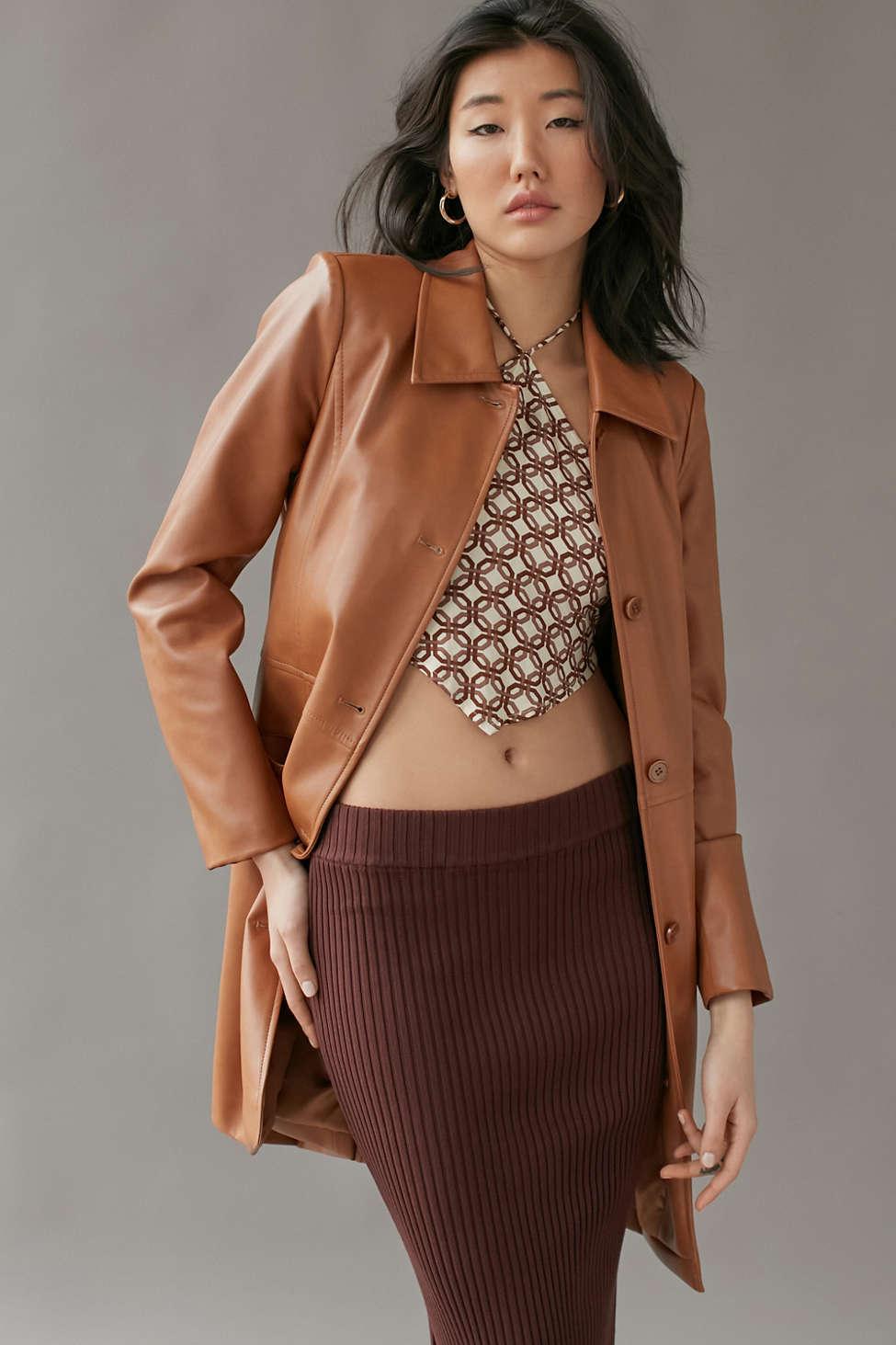 Urban Outfitters Uo Tessa Faux Leather Jacket in Brown | Lyst Canada