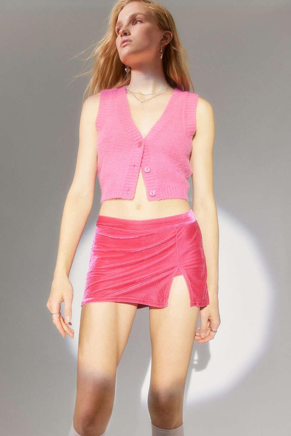 Urban Outfitters Uo Grace Velvet Mini Skort in Pink Lyst