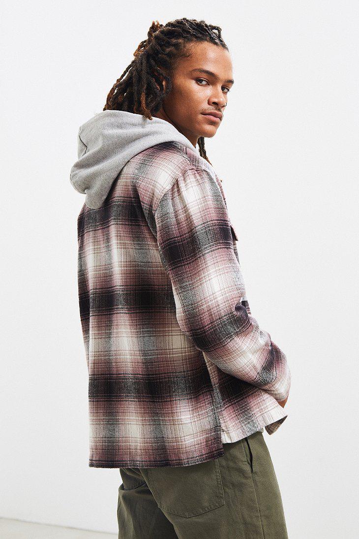Urban Outfitters Ryder Zip Flannel Shirt in Pink for Men | Lyst