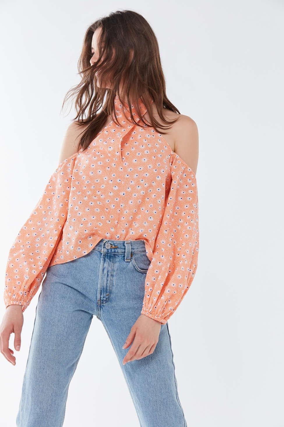 Urban Outfitters Uo Josie Cold Shoulder Crossfront Halter Top Lyst