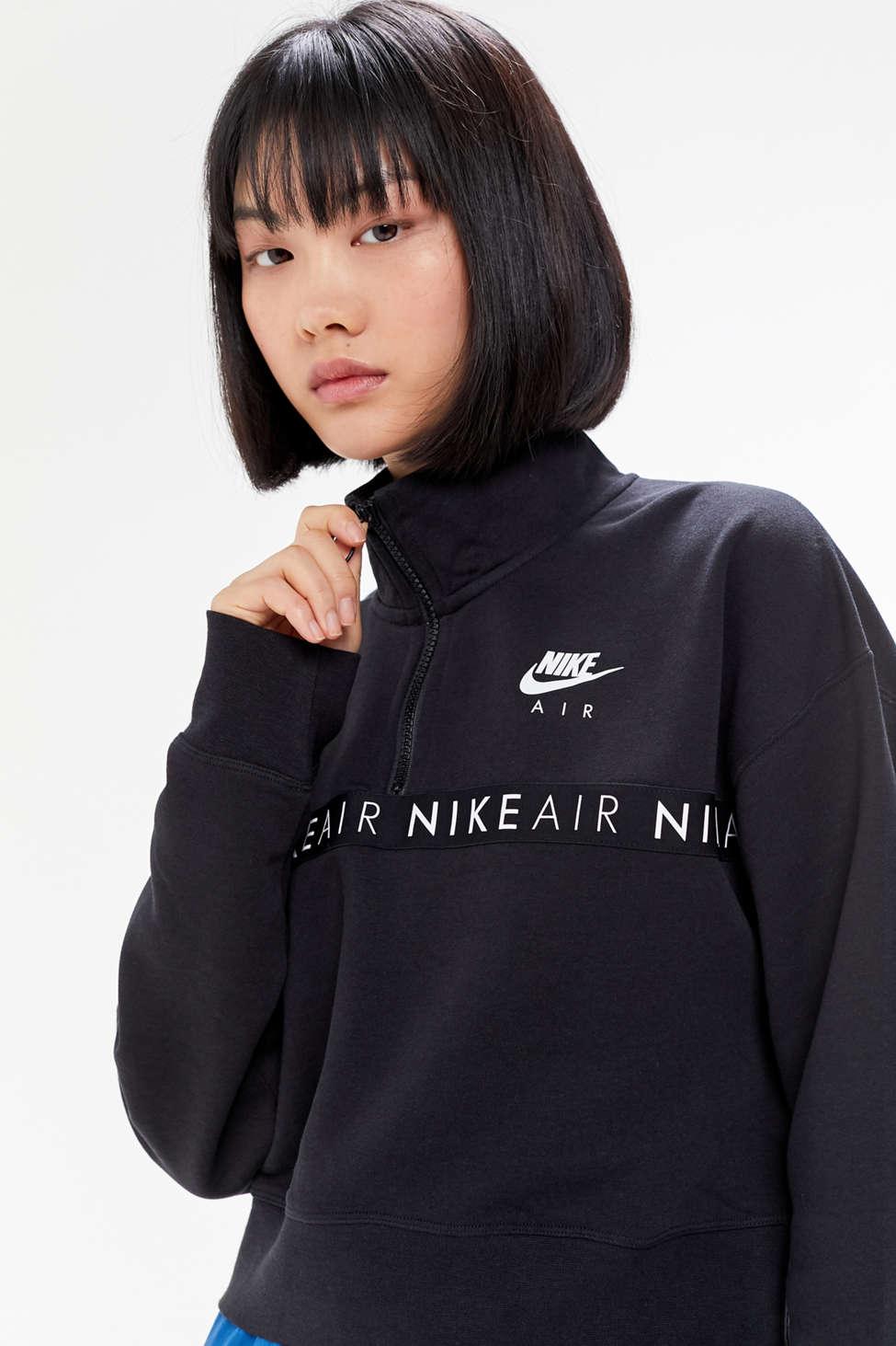 Nike Nike Air Cropped Quarter-zip Sweatshirt in Blue | Lyst