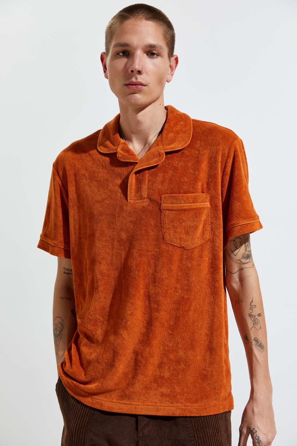 Urban Outfitters Uo Terry Cloth Polo Shirt in Brown (Orange) for 