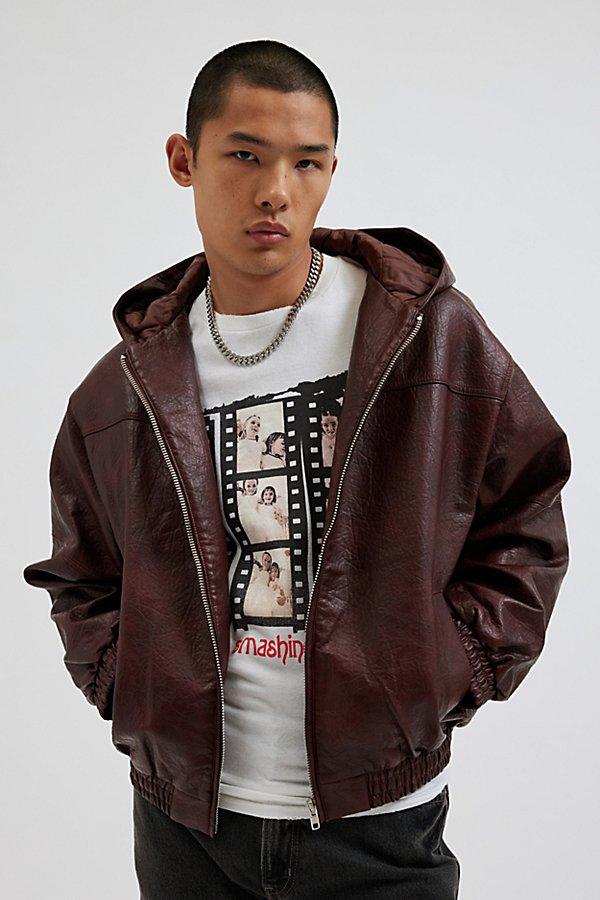Berry faux leather jacket store