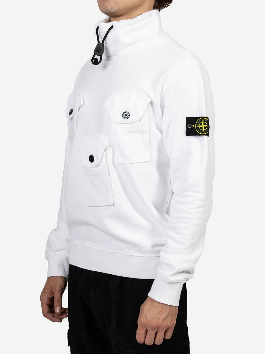 Stone Island Felpa In Cotone Smerigliato in White for Men - Lyst