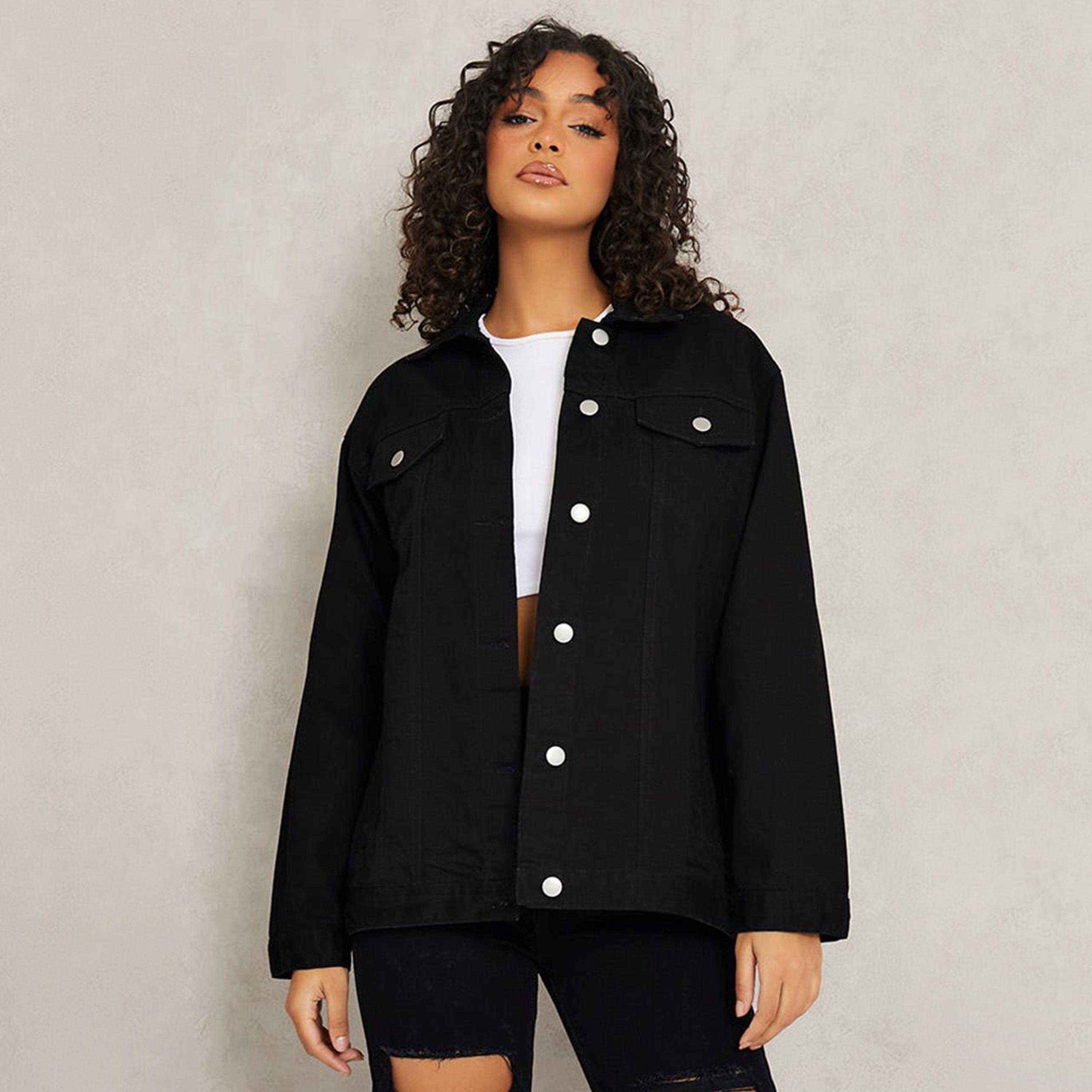 I Saw It First Isawitfirst Denim Oversized Jacket in Black Lyst UK