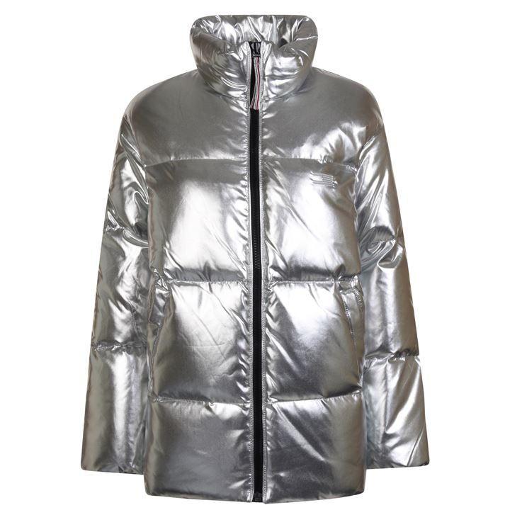 tommy hilfiger silver puffer