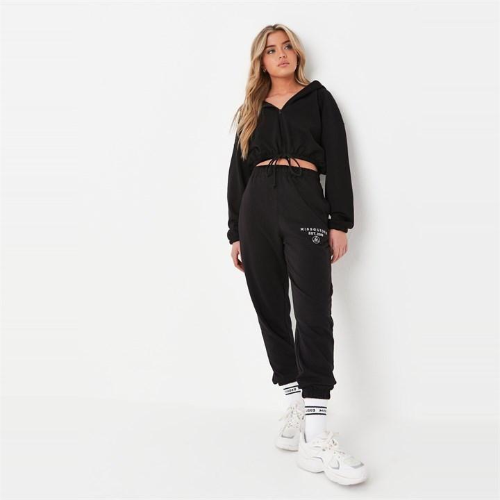 Missguided Petite Slogan joggers in Black | Lyst UK