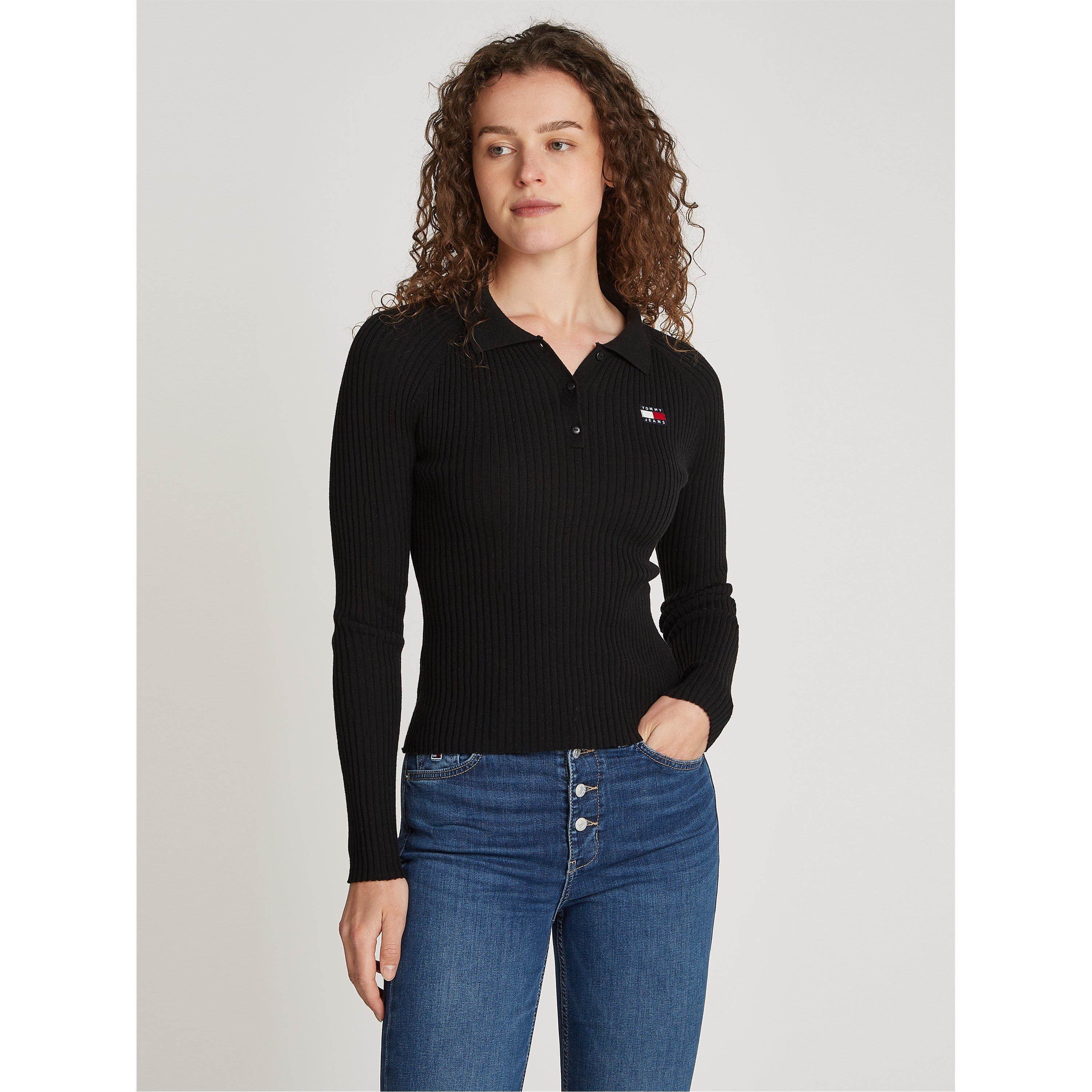 Tommy Hilfiger Collar Badge Rib Pullover Sweater in Black Lyst UK