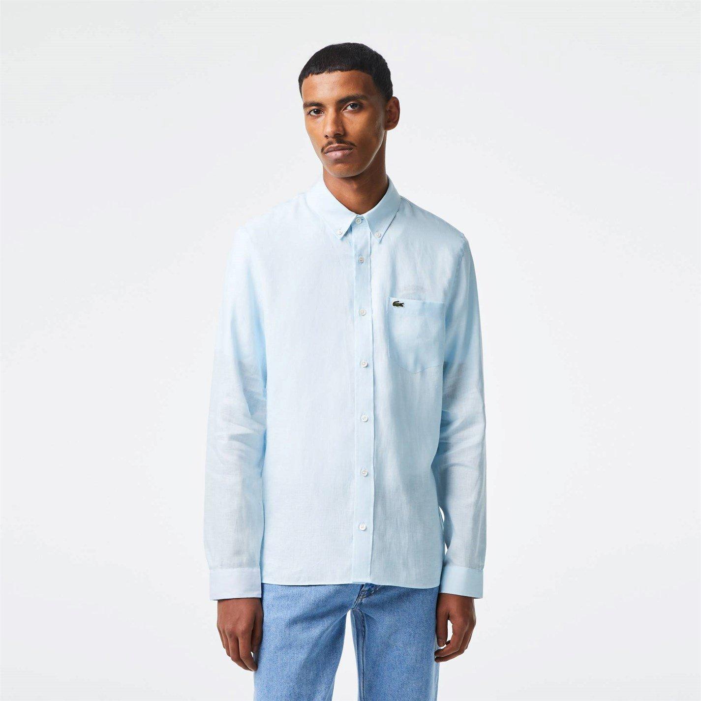 lacoste white linen shirt