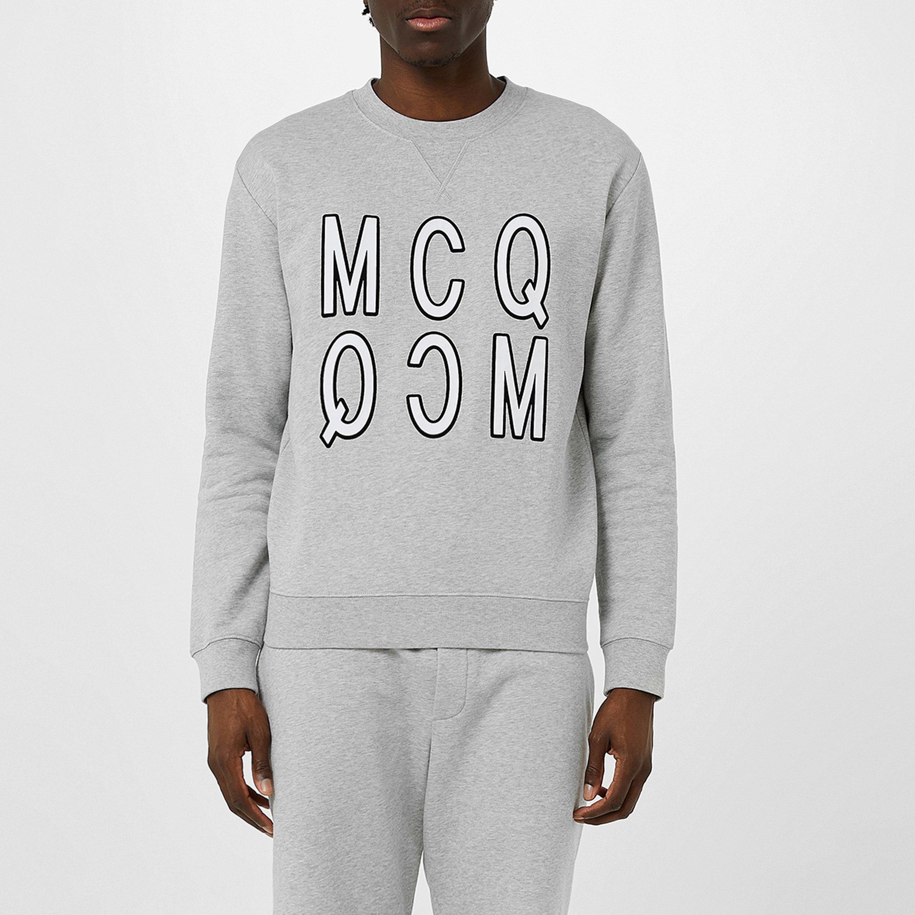McQ Velvet Logo Sweatshirt in Grey for Men Lyst UK