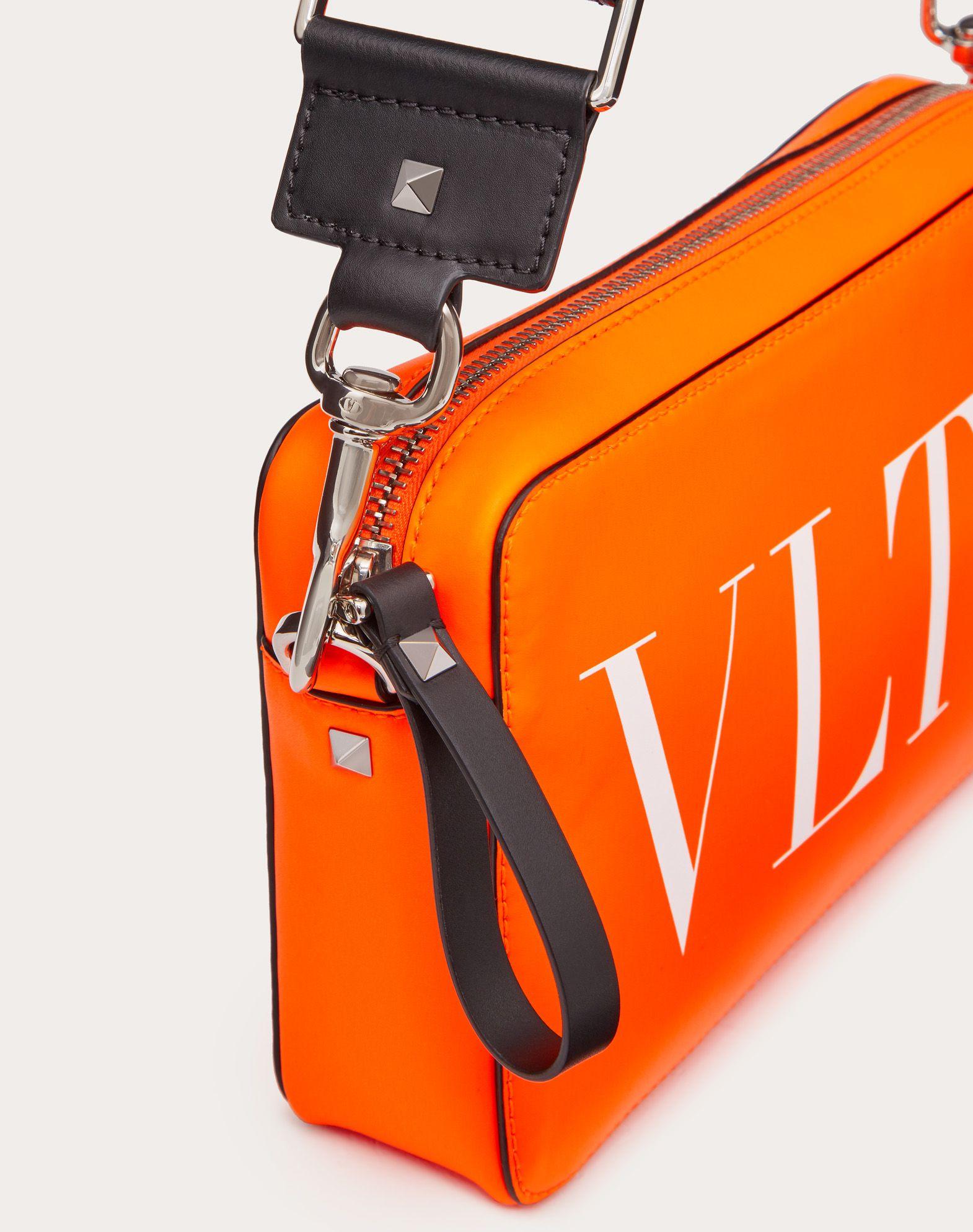 Valentino Vltn Fluorescent Leather Crossbody Bag In Orange For Men Lyst