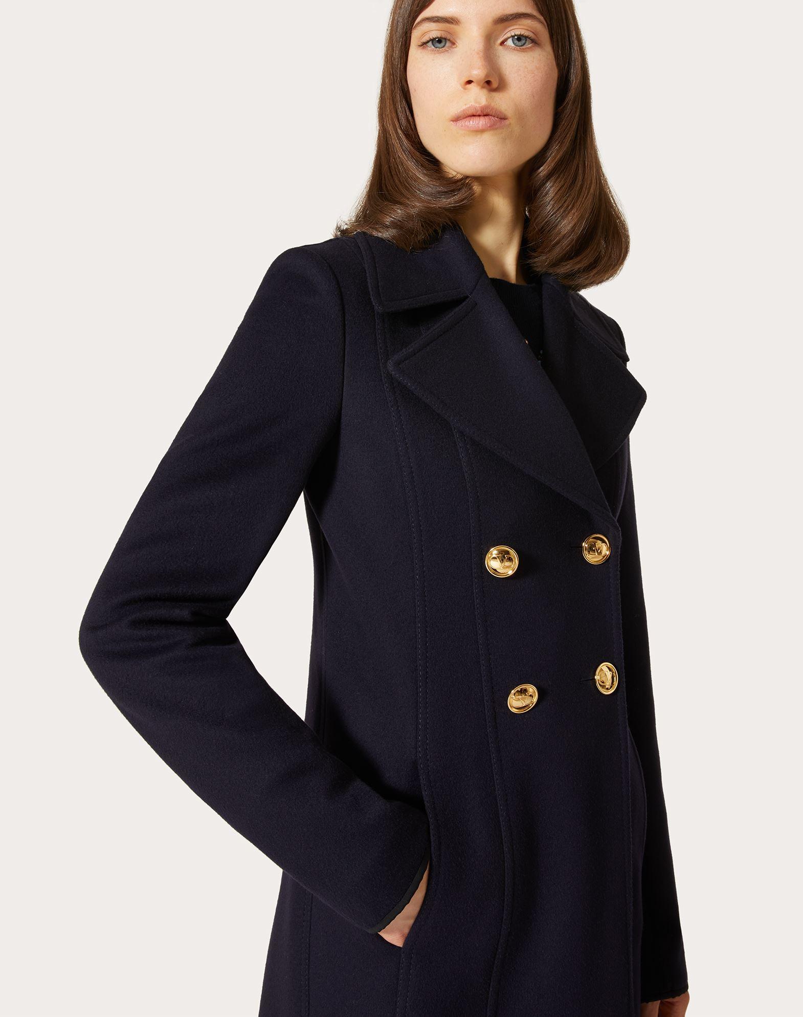 Valentino Compact Drap Coat in Navy (Blue) | Lyst
