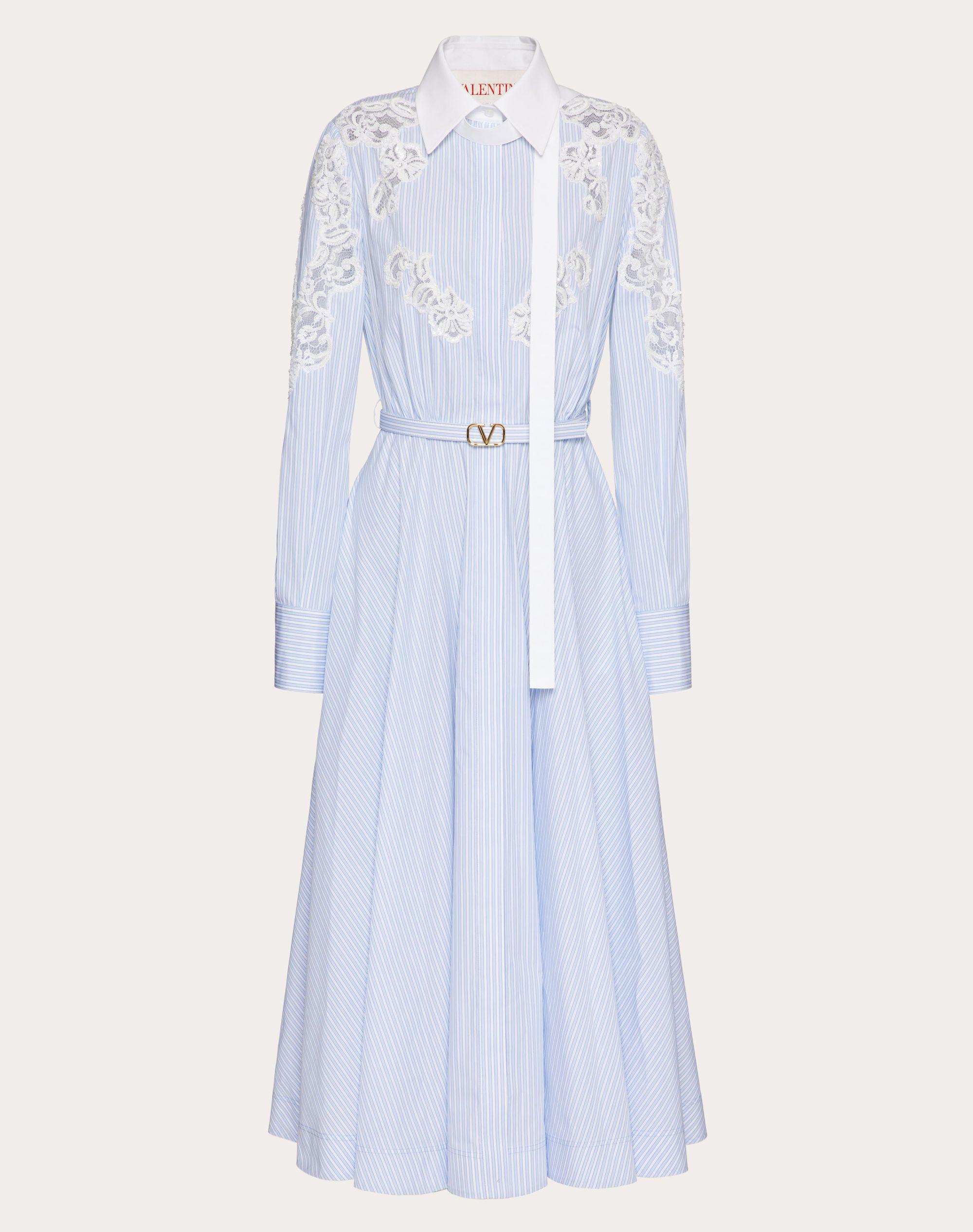 Valentino Embroidered Double Stripe Midi Dress in Blue | Lyst