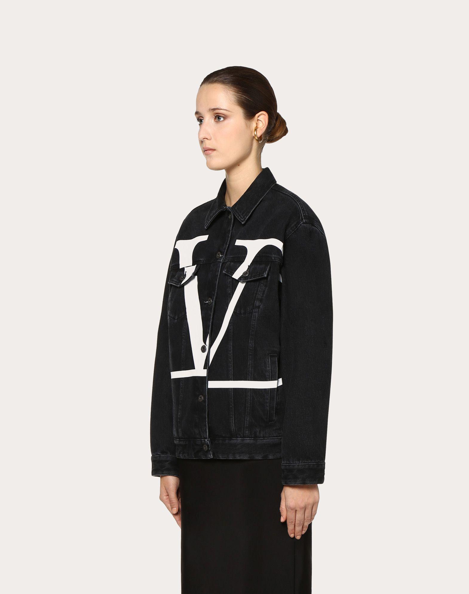Valentino Deconstructed Vlogo Denim Jacket in Black | Lyst Valentino Deconstructed Vlogo Denim Jacket in Black | Lyst