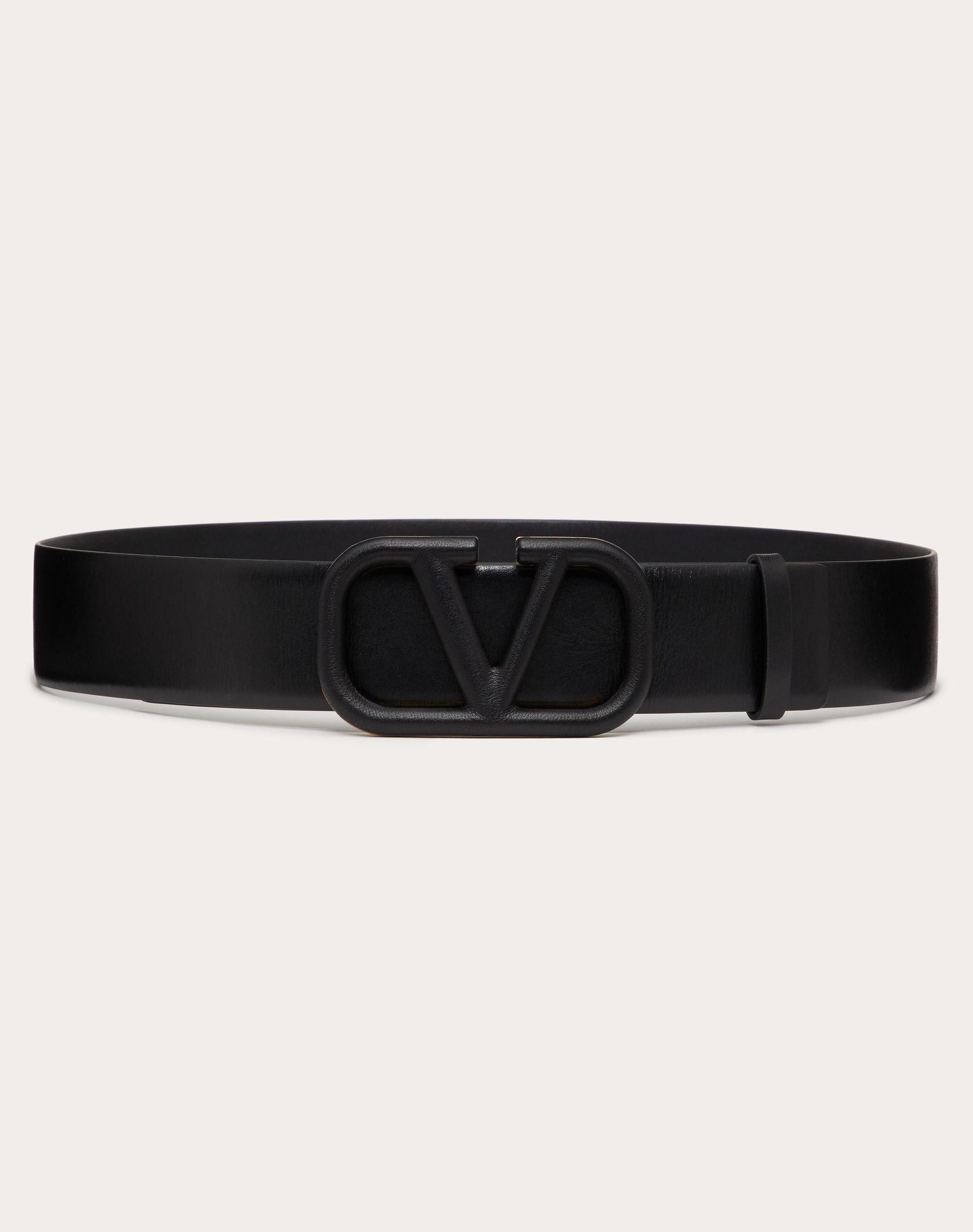 Valentino Garavani Reversible Vlogo Signature Belt in Grainy Calfskin 30mm Woman Light Ivory/Black 095