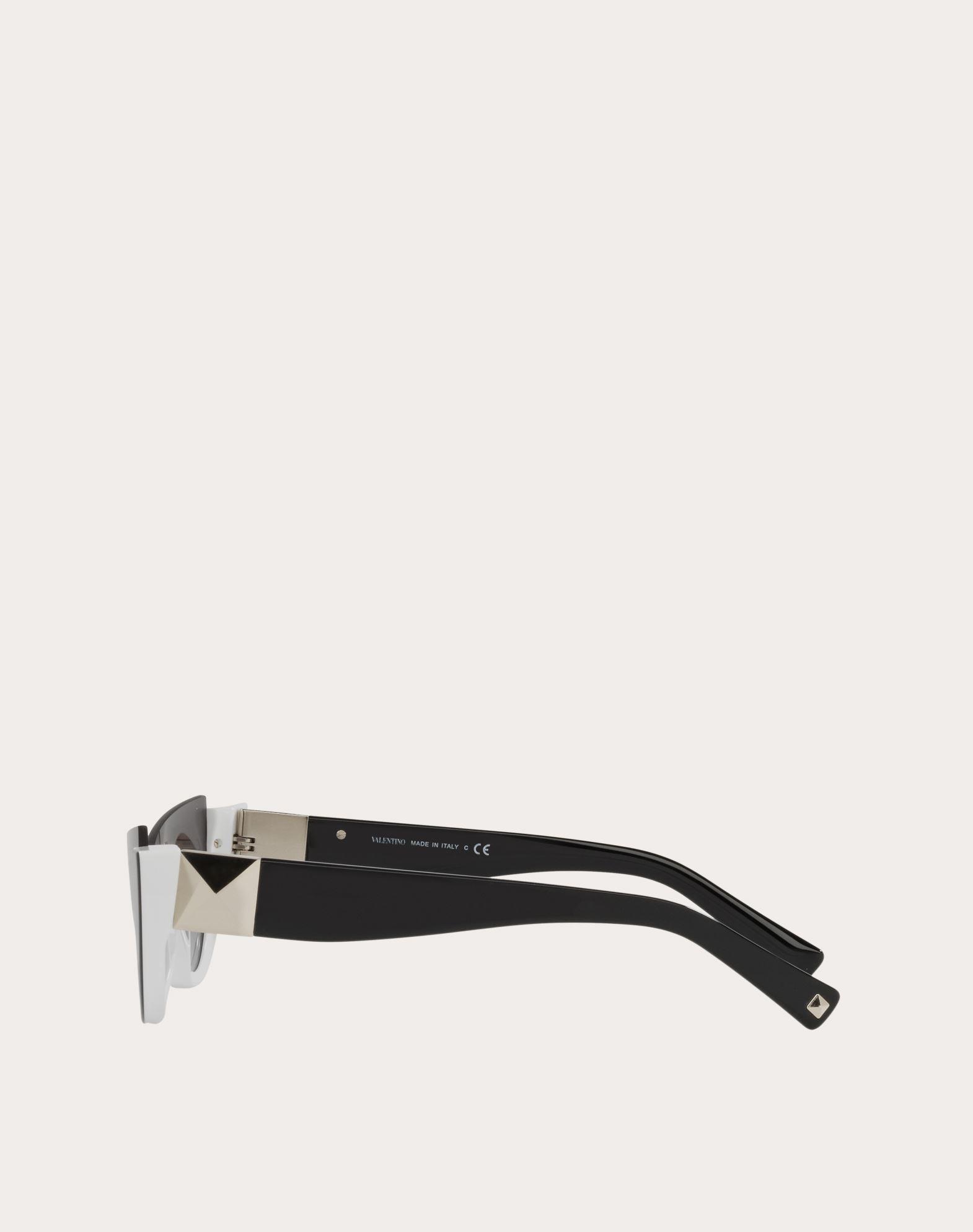 Valentino Occhiali Roman Stud Acetate Cat-eye Frames in White/ Black  (Black) | Lyst