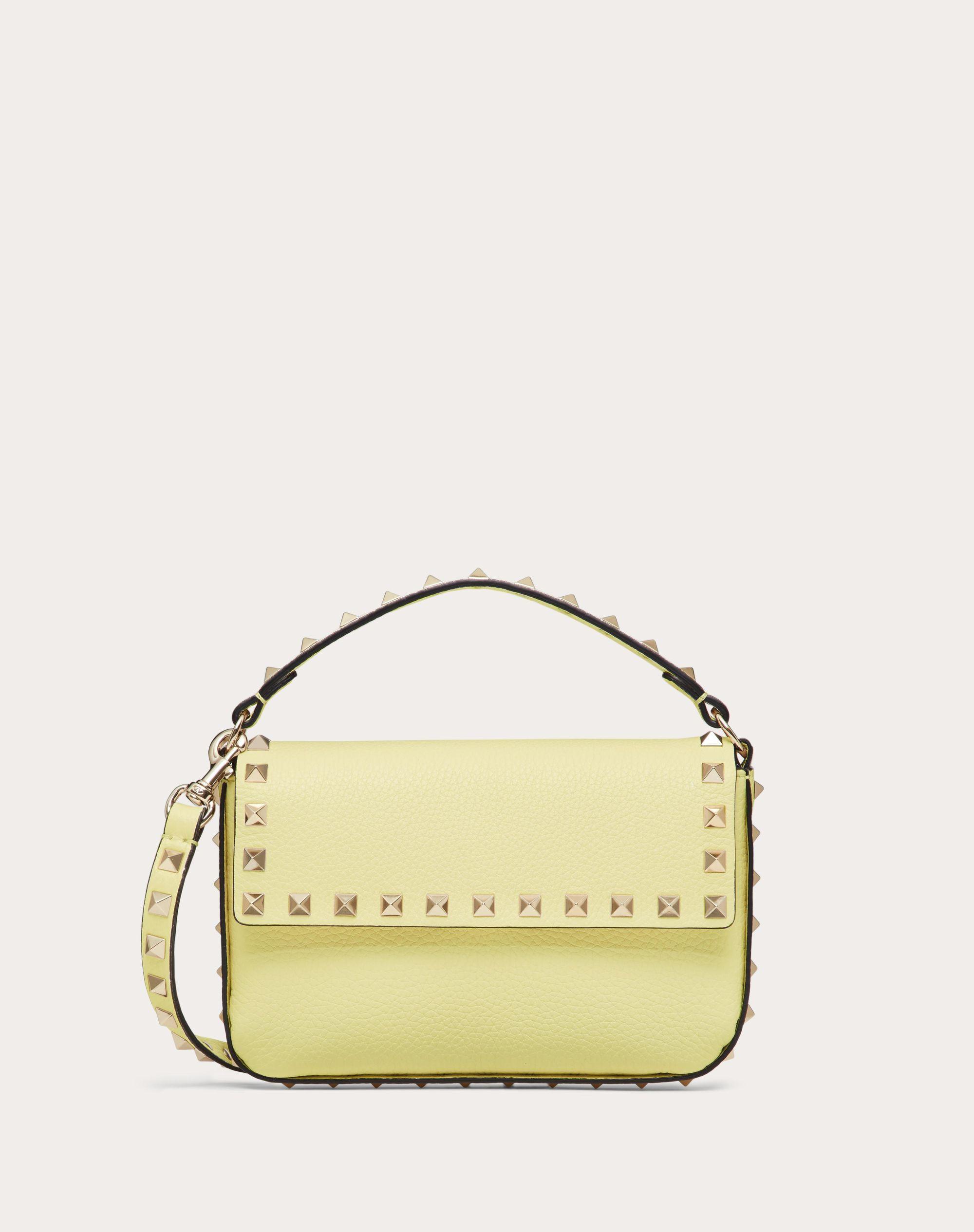 VALENTINO GARAVANI: Rockstud bag in leather - Yellow Cream