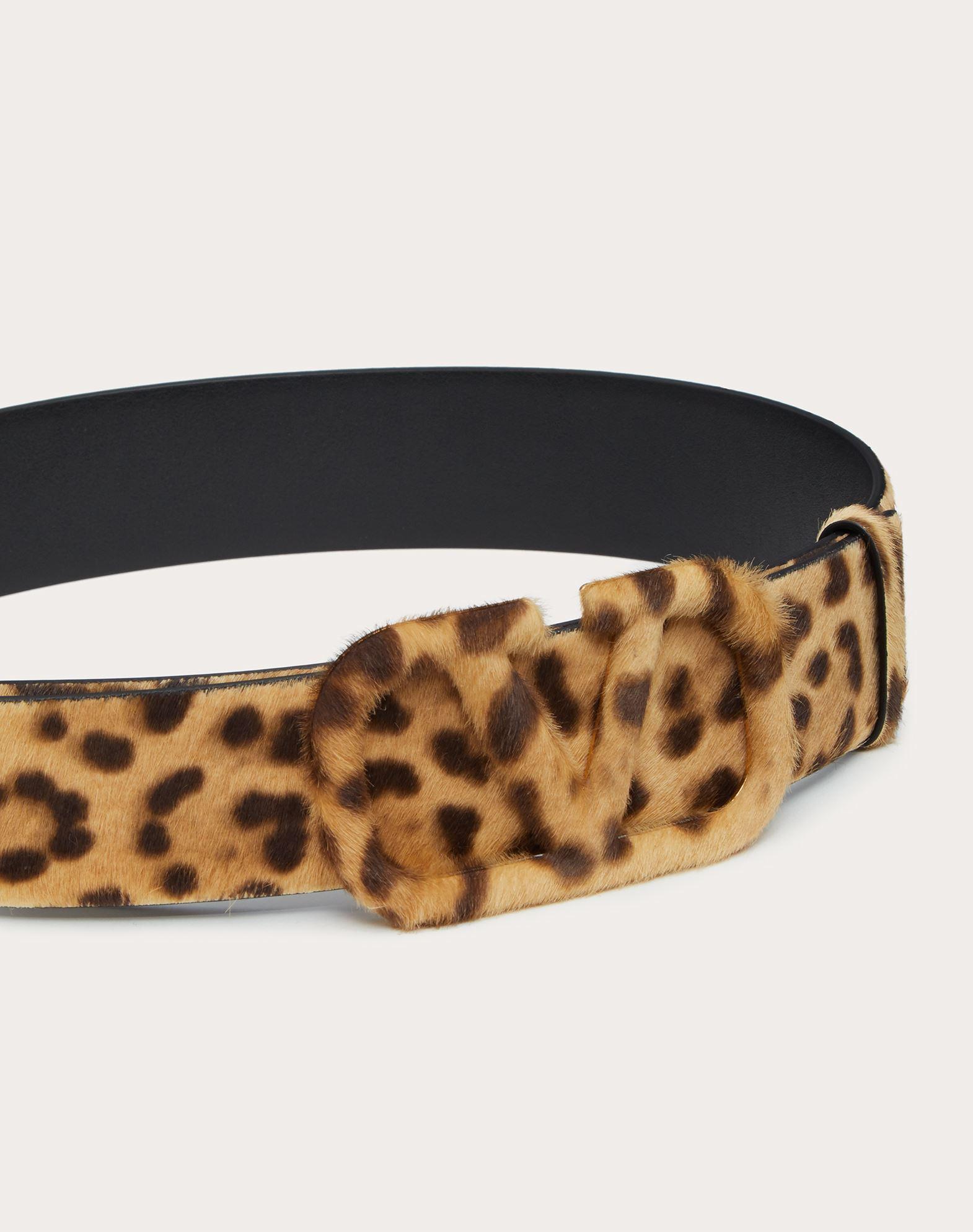 Valentino Garavani Vlogo Signature Calf Hair Belt With Leopard Print 40 Mm  in Black | Lyst