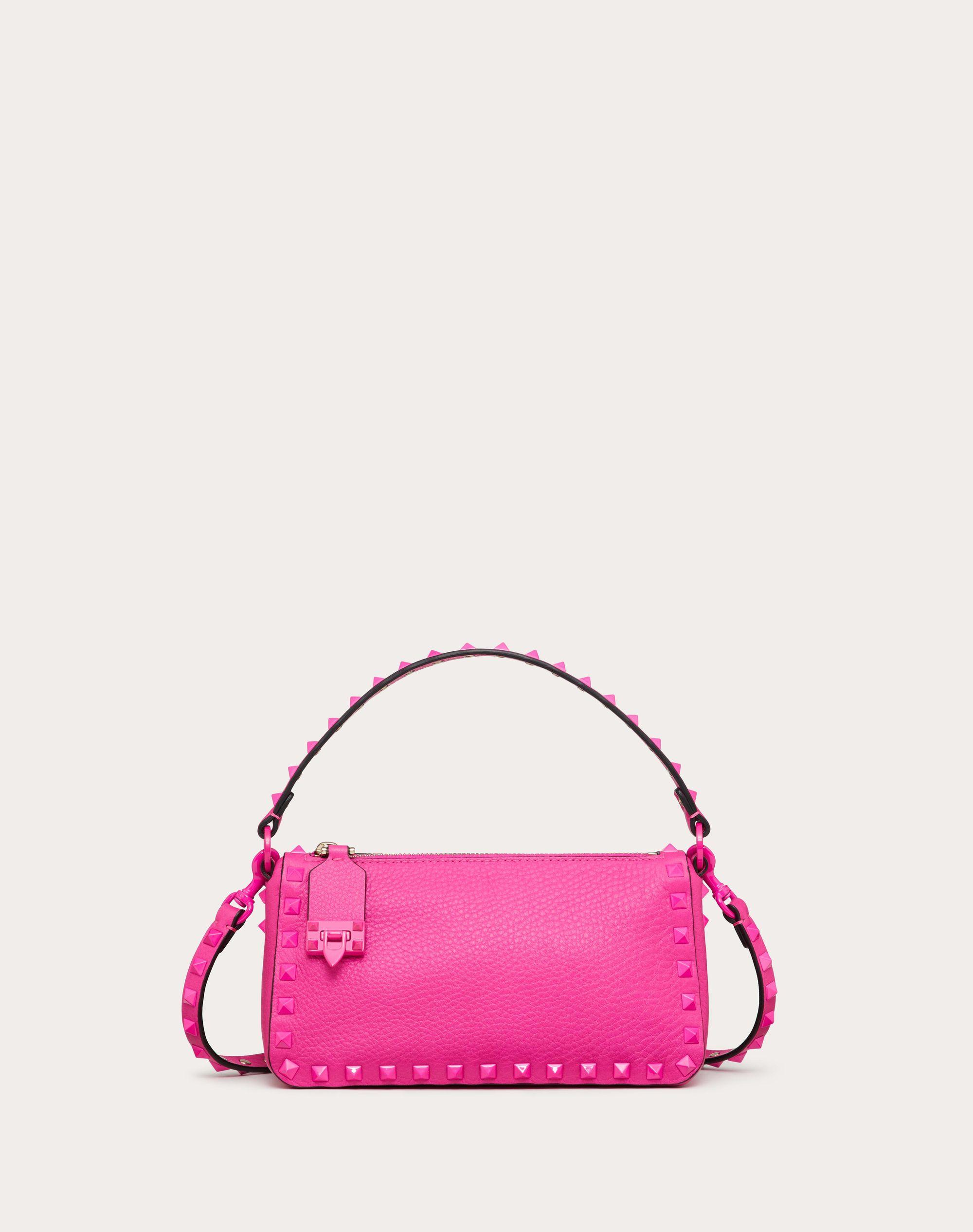 Valentino Garavani Small Rockstud Grainy Calfskin Crossbody Bag in Pink ...