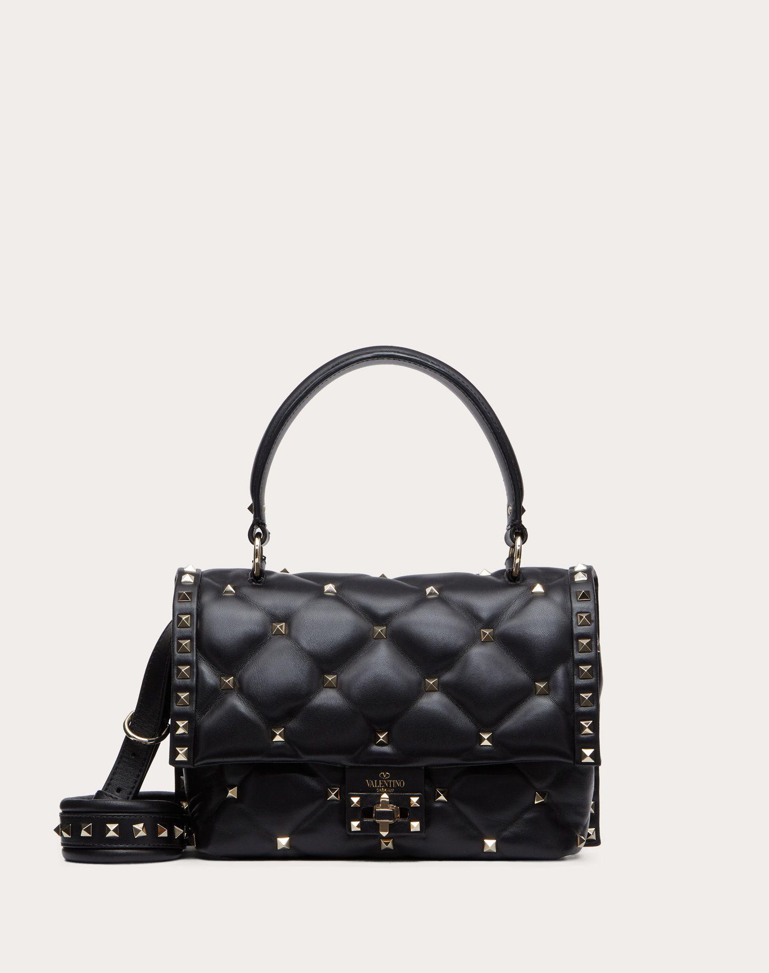 Valentino Leather Medium Candystud Top-handle Bag in Black - Lyst