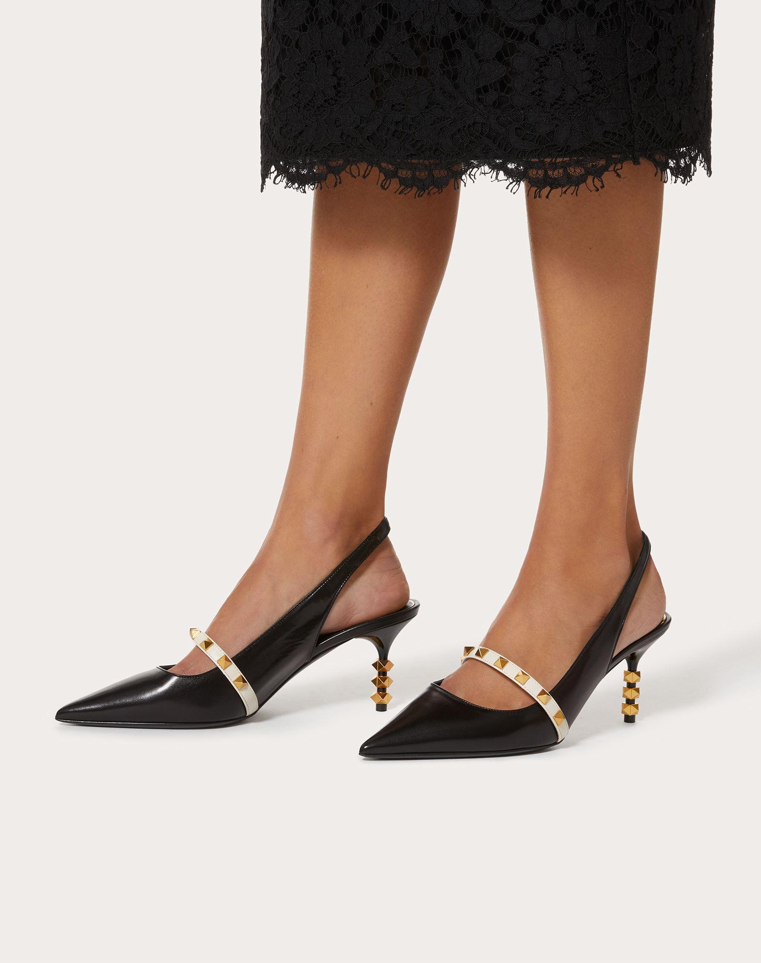 Valentino Garavani Rockstud Slingback Pump With Sculpted Heel In Kidskin 70  Mm in Black | Lyst