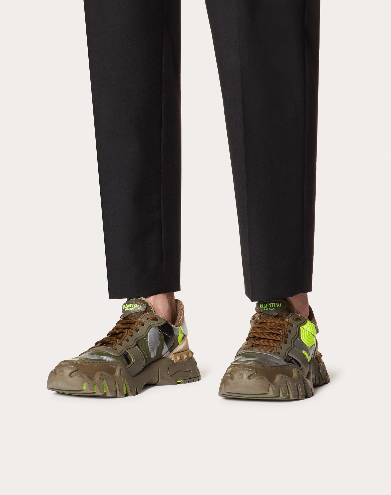 Valentino Garavani Camouflage Rockrunner Plus Sneaker in Lime / Grey ...