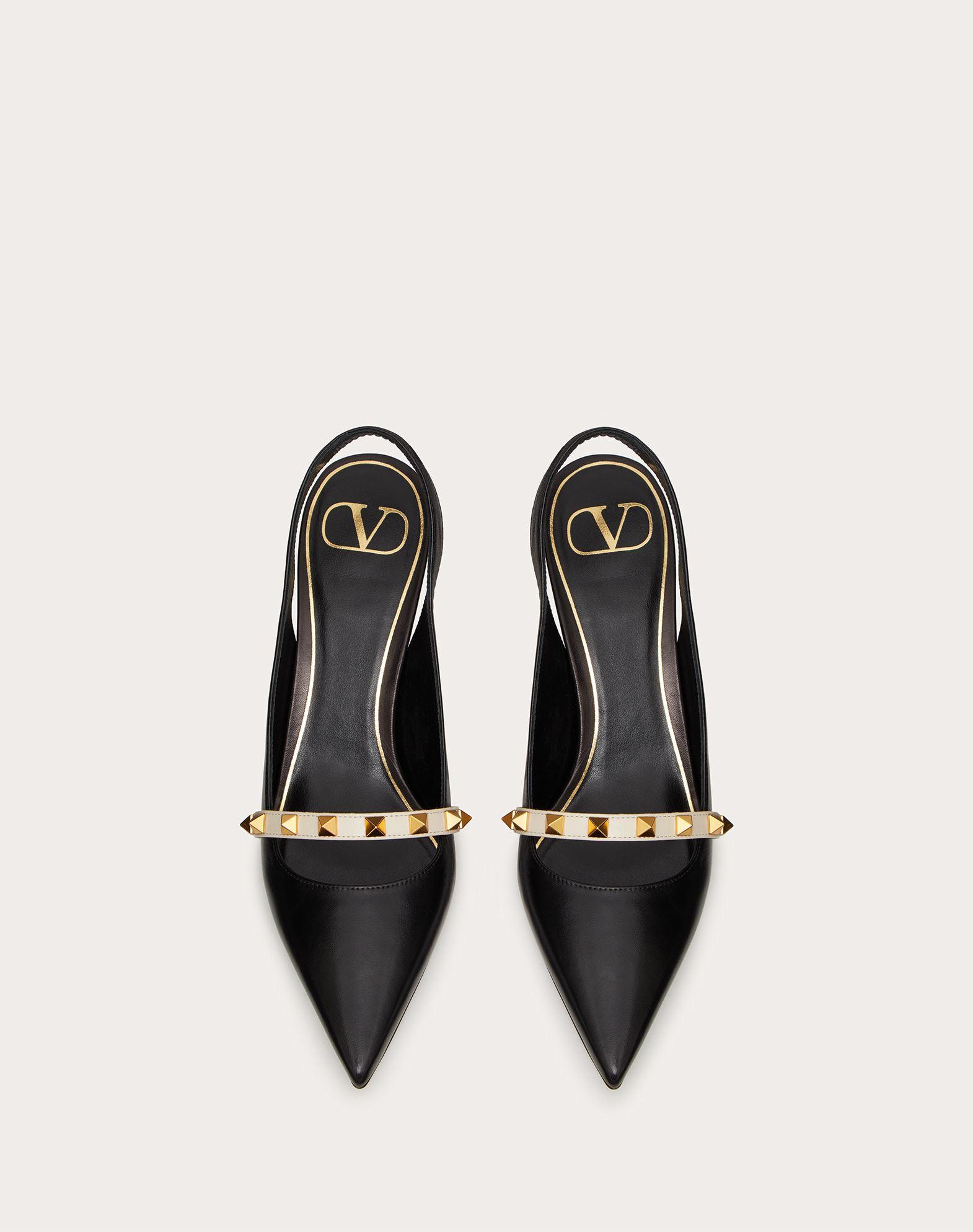 Valentino Garavani Rockstud Slingback Pump With Sculpted Heel In Kidskin 70  Mm in Black | Lyst