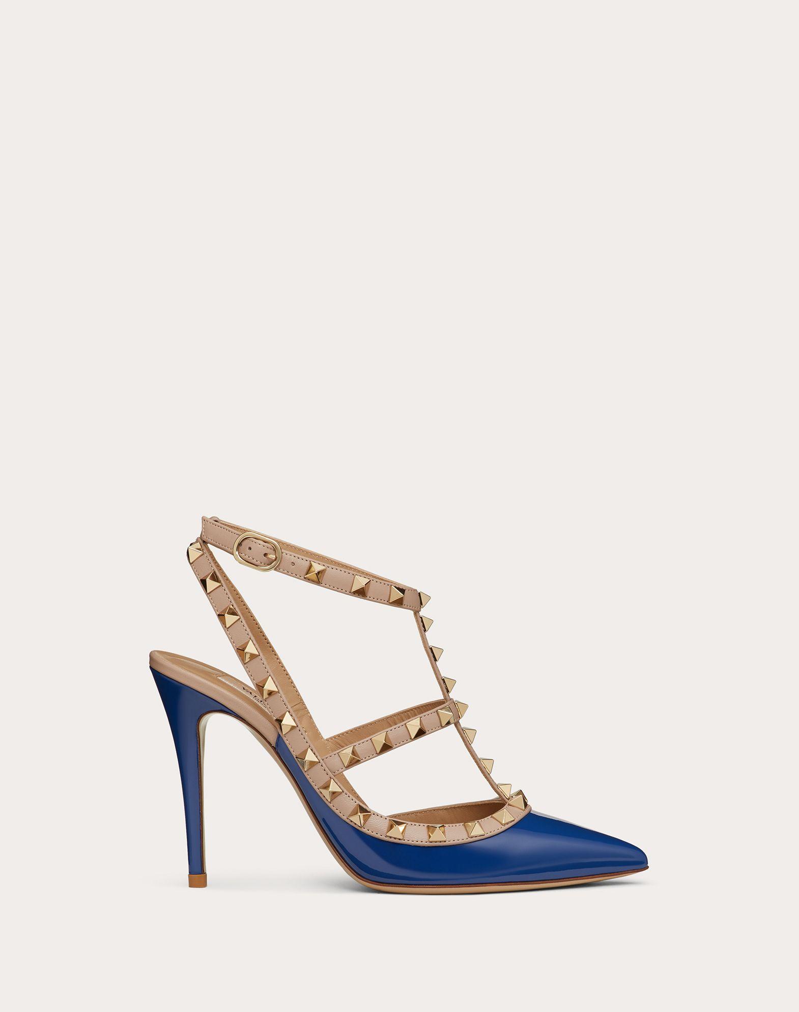 Valentino Patent Rockstud Caged Pump 100mm in Blue | Lyst