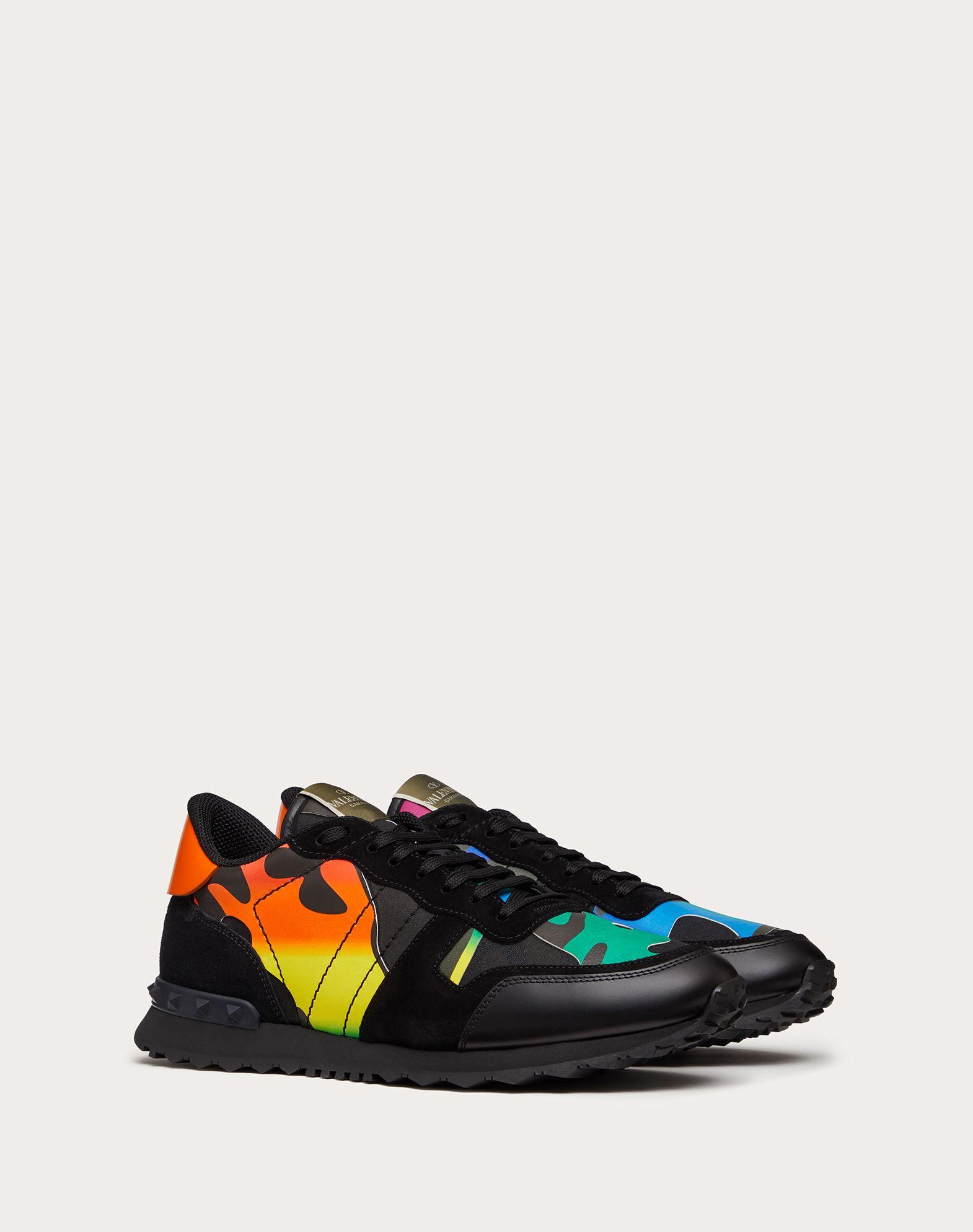 Valentino Garavani Leather Multicolor Camouflage Rockrunner Sneaker for Men  | Lyst