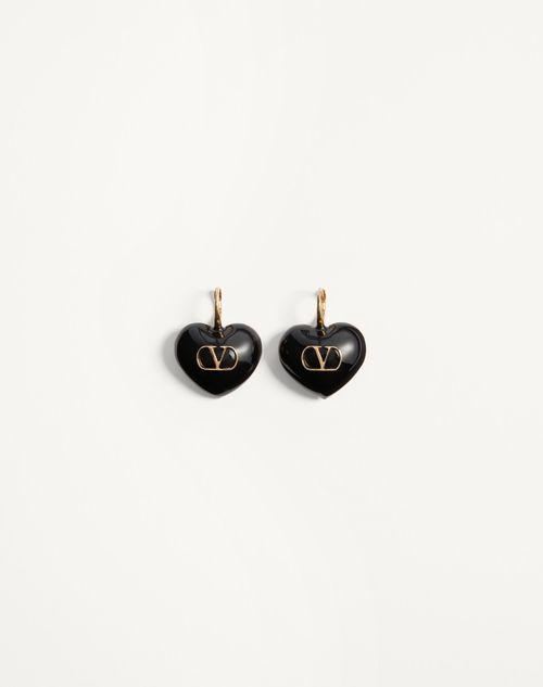アクセサリーその他 Valentino Garavani  Black Heart Earrings VLogo heart earrings in black - Valentino | Mytheresa
