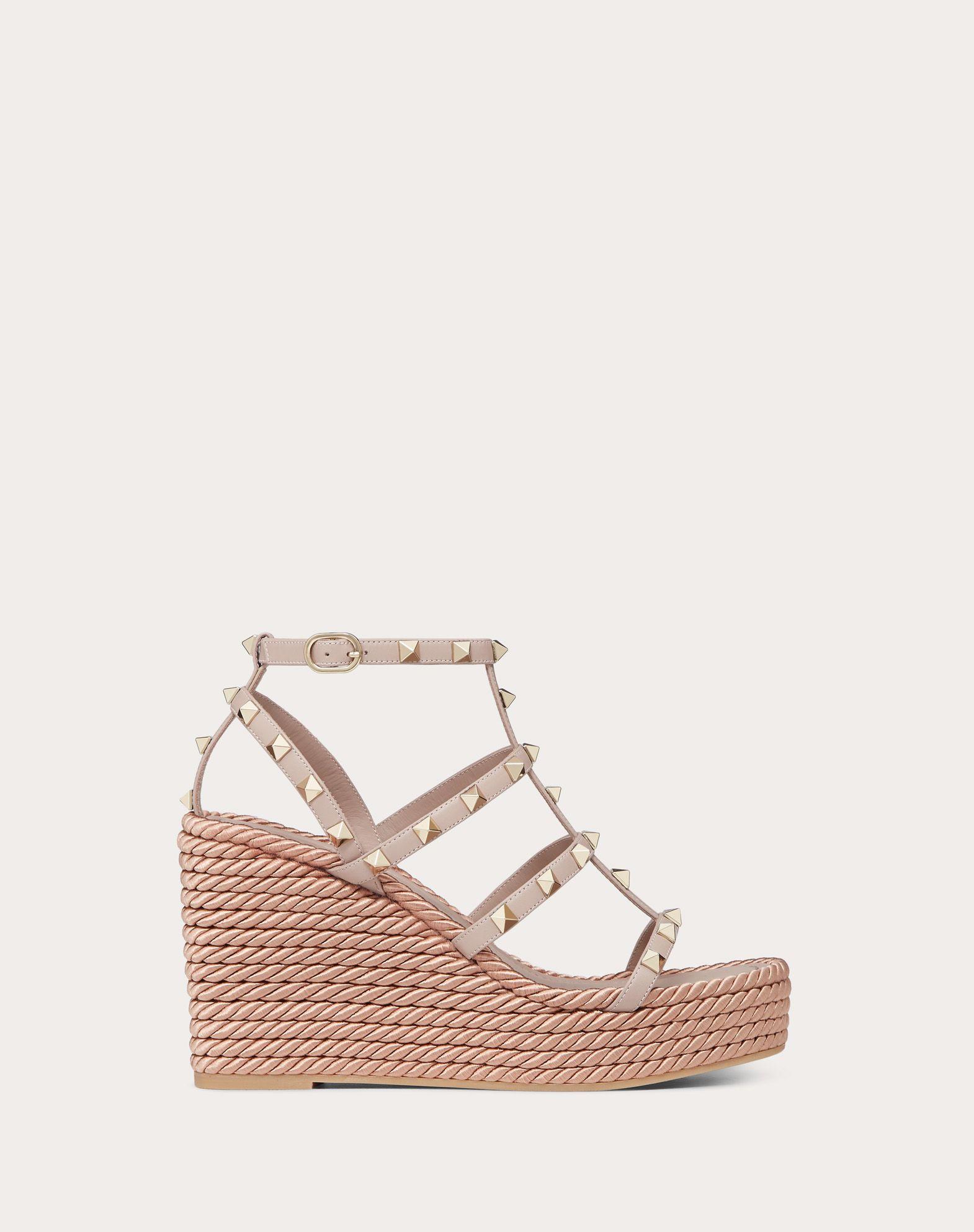 valentino garavani rockstud leather wedges