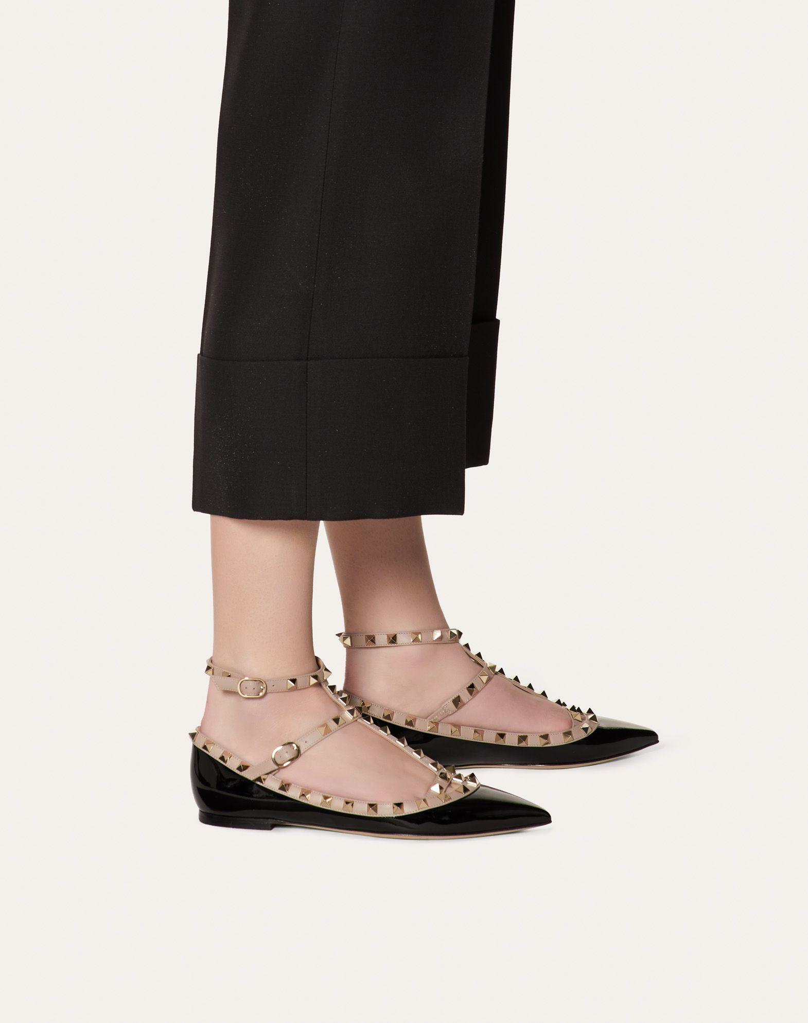 patent rockstud ballet flat