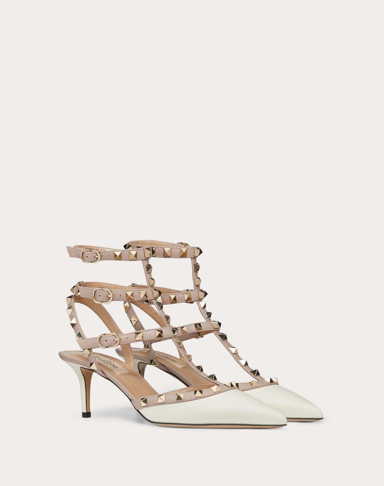 Valentino Garavani Leather Rockstud Caged Pump 65mm in Ivory (White) - Lyst