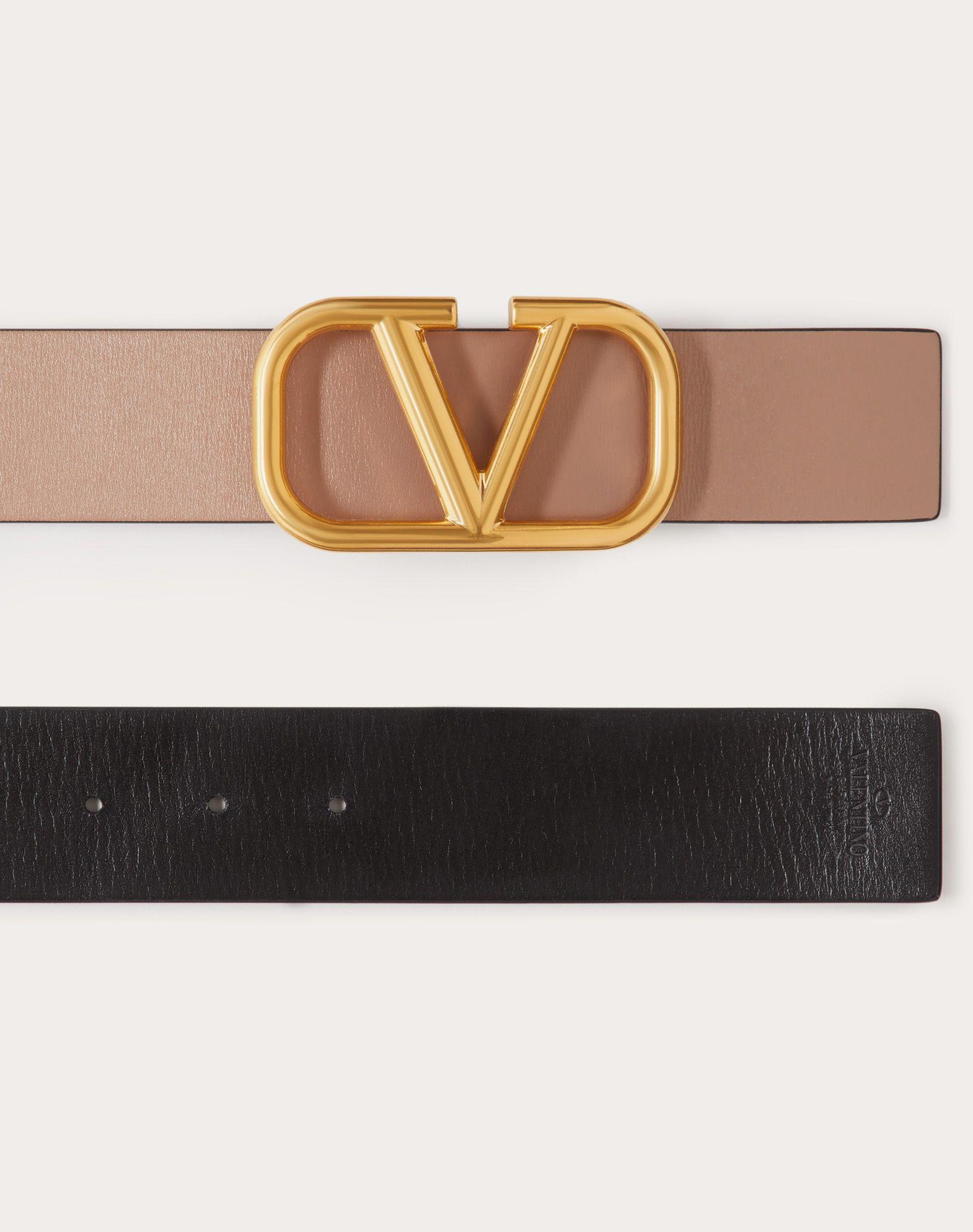 Valentino Garavani Leather Reversible Vlogo Signature Belt In Glossy ...