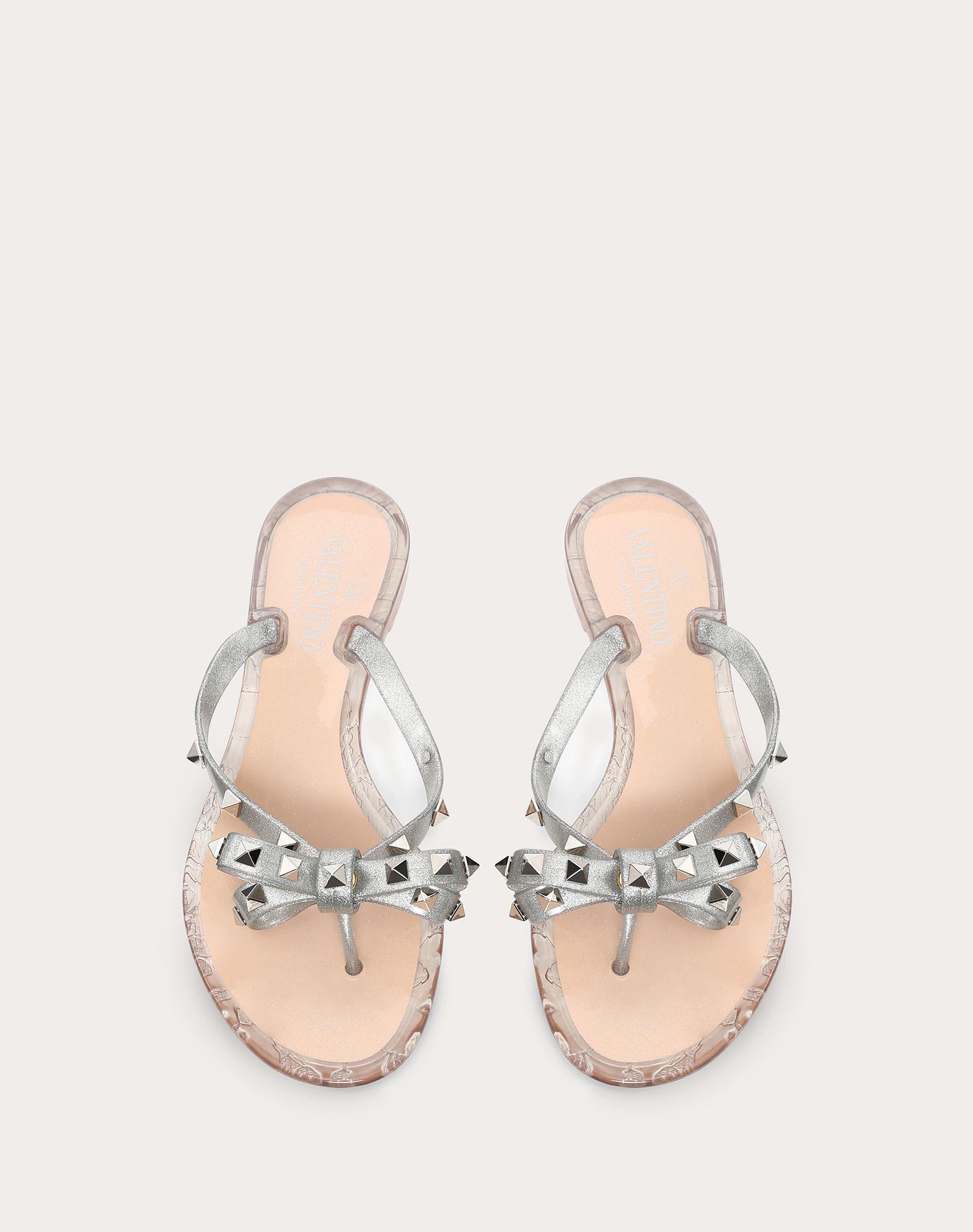 silver valentino flip flops
