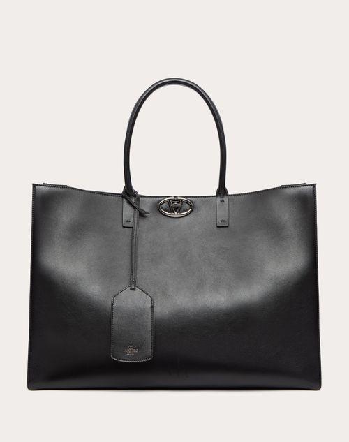 Valentino Garavani メンズ Vロゴ ロッカー レザー ラージ トート 